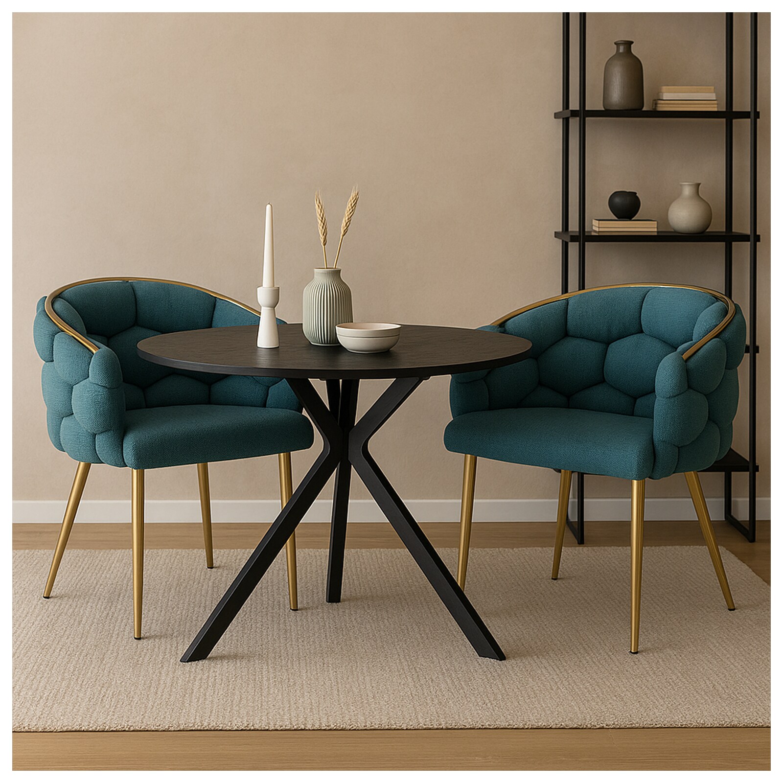 HTI-Living Stuhl Alsen Gold Petrol