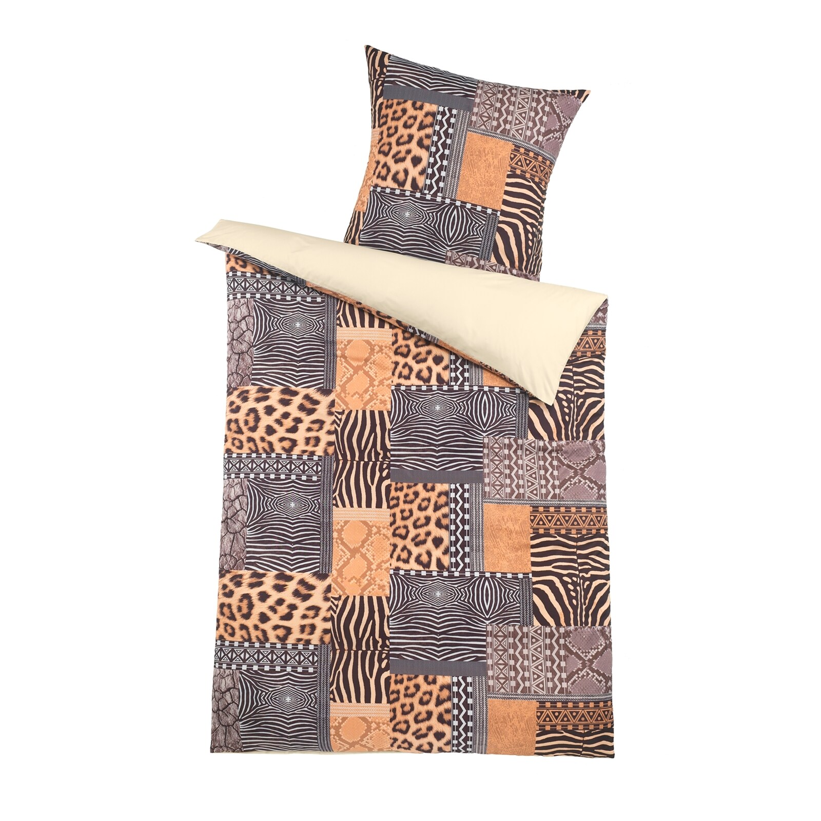 HTI-Living Mako Satin Bettw&auml;sche Tiger 2-teilig 135 x 200 cm - Bild 1