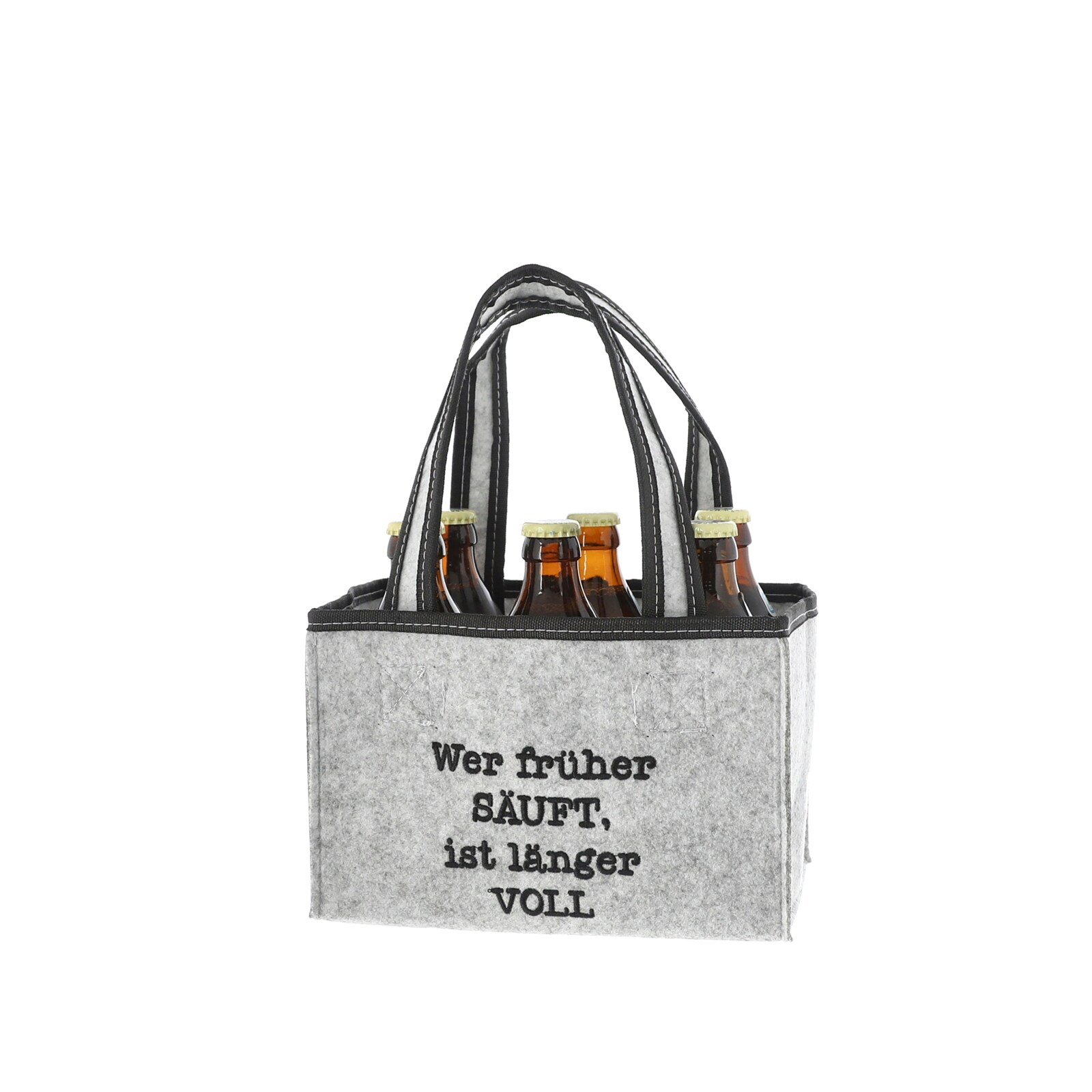 HTI-Living Flaschentasche mit lustigem Spruch "Wer fr&uuml;her s&auml;uft, ist l&auml;nger voll" - Bild 1