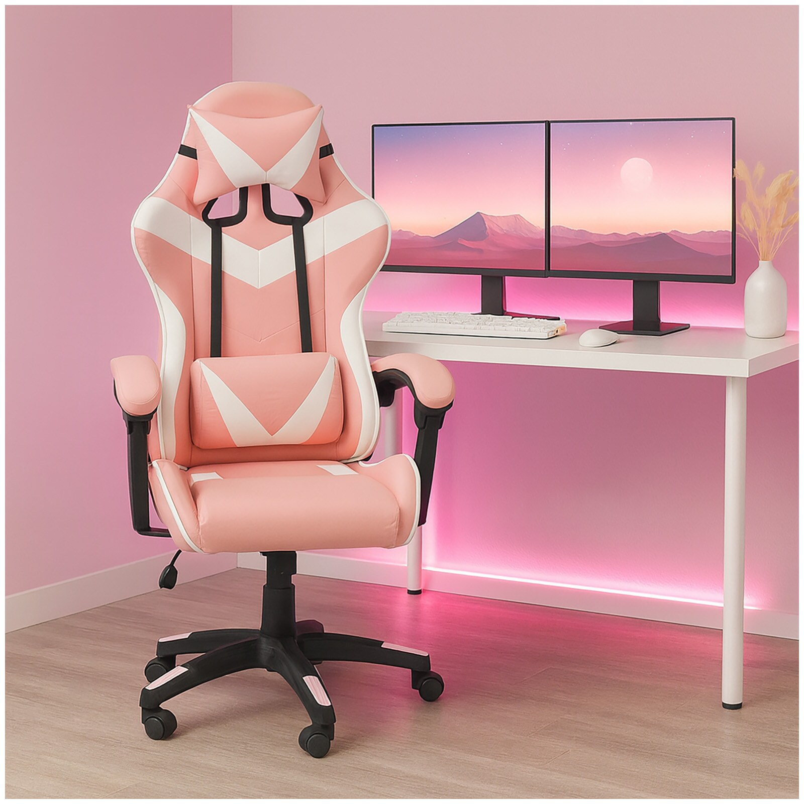 HTI-Living Schreibtischstuhl Krit Pink-Weiß