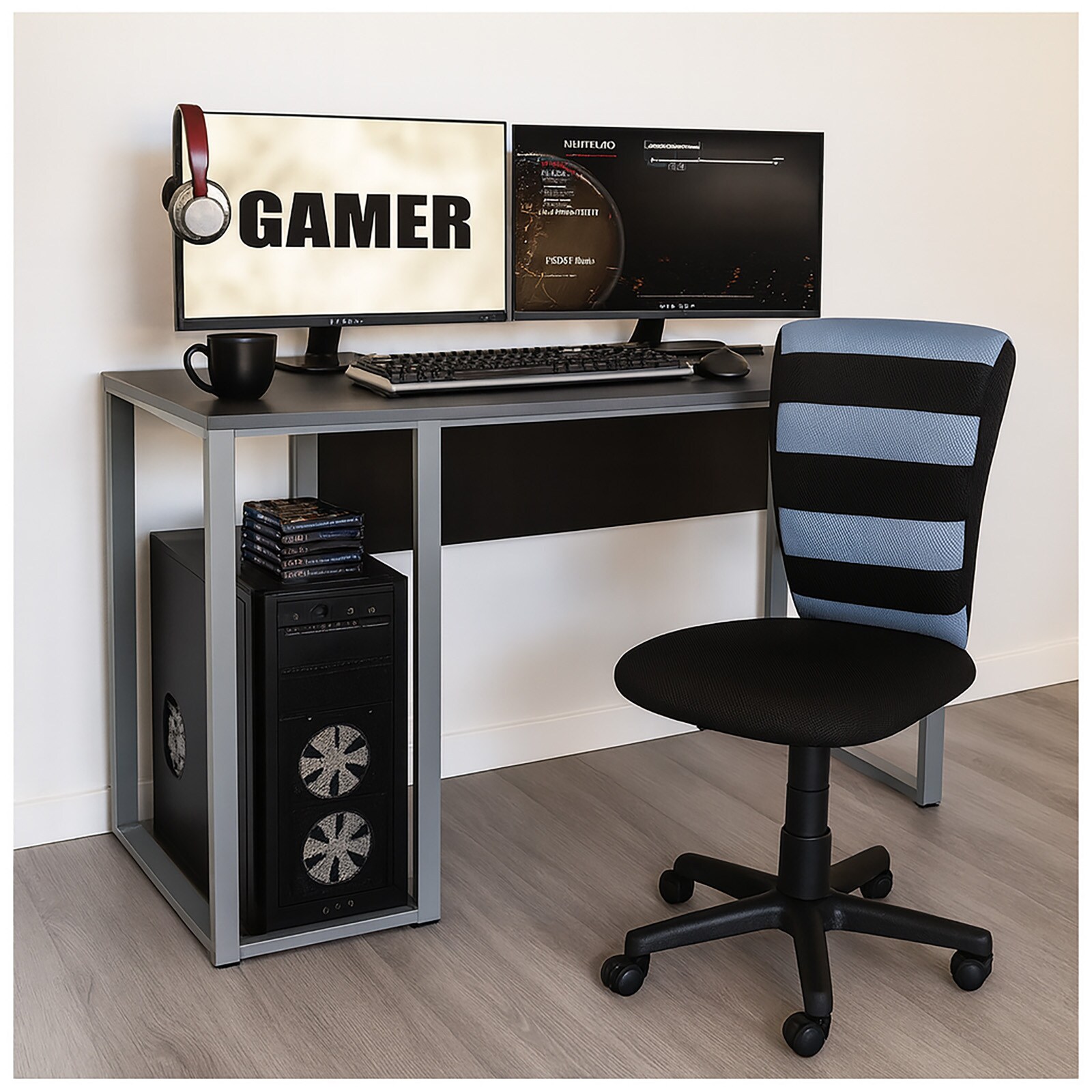 HTI-Living Drehstuhl h&ouml;henverstellbar Funky Blau - Bild 1