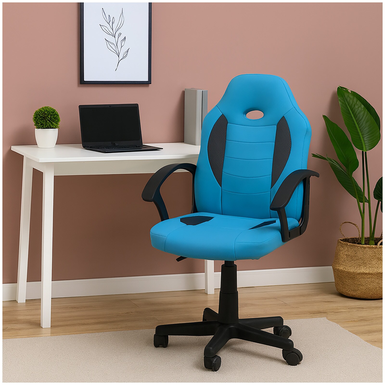 HTI-Living Schreibtischstuhl Junior h&ouml;henverstellbar ergonomischer Drehstuhl Hellblau - Bild 1