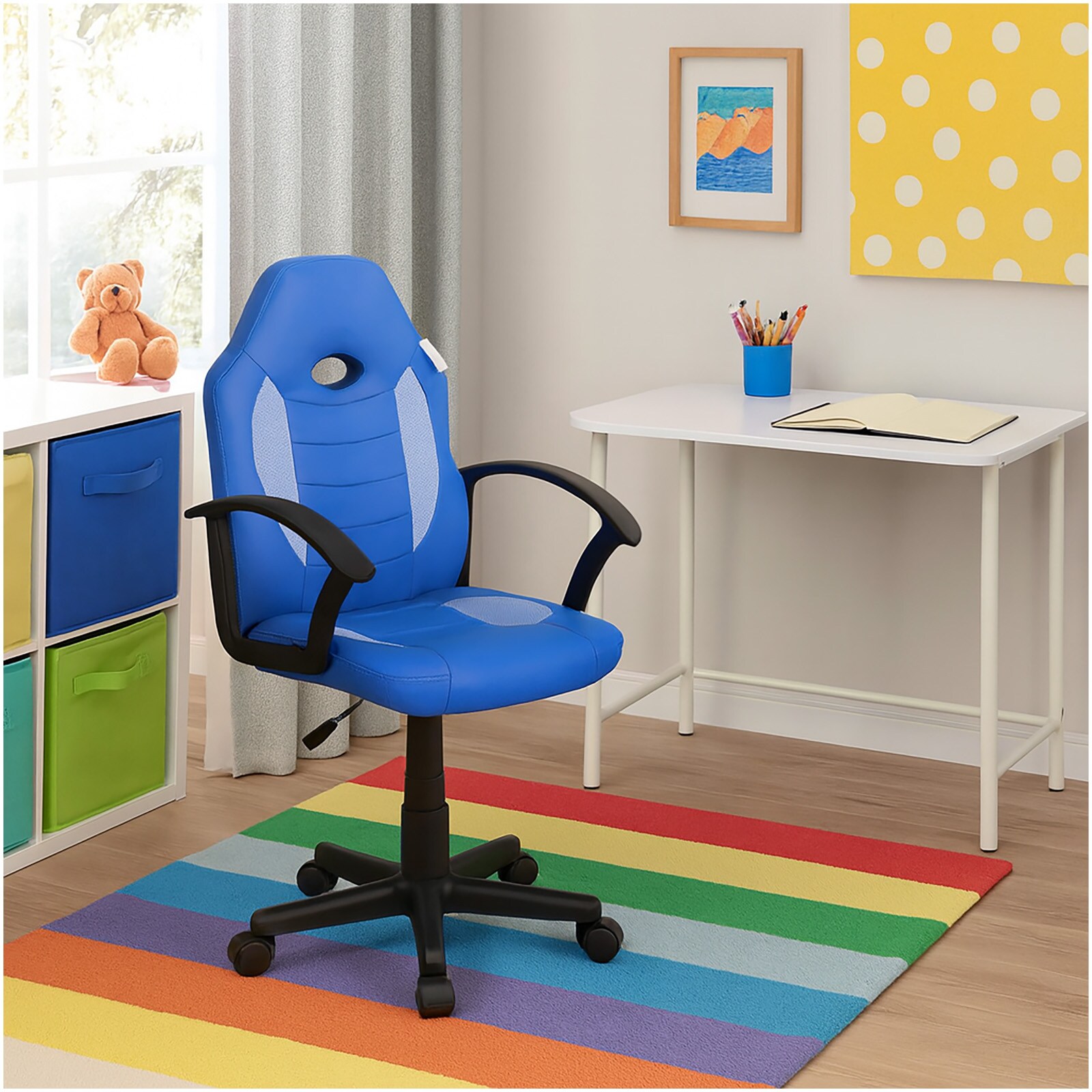HTI-Living Schreibtischstuhl Junior h&ouml;henverstellbar ergonomischer Drehstuhl Blau - Bild 1