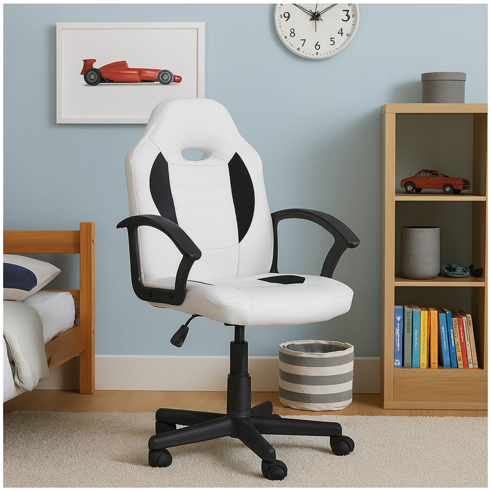 HTI-Living Schreibtischstuhl Junior h&ouml;henverstellbar ergonomischer Drehstuhl Wei&szlig;-Schwarz - Bild 1