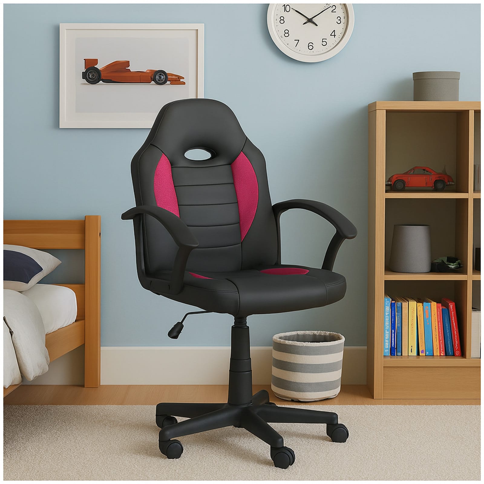 HTI-Living Schreibtischstuhl Junior h&ouml;henverstellbar ergonomischer Drehstuhl Anthrazit-Pink - Bild 1