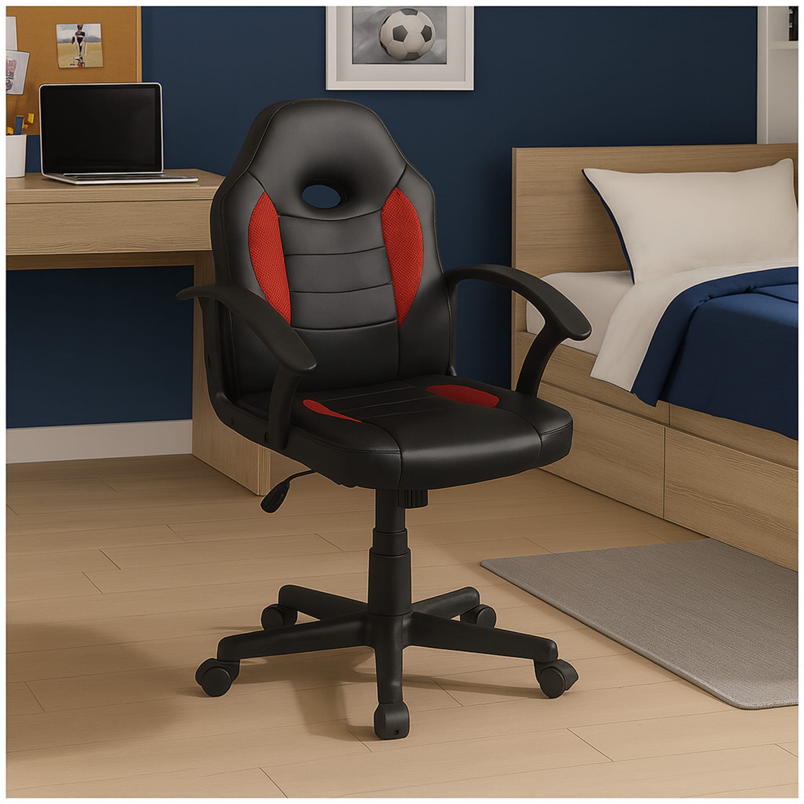 HTI-Living Schreibtischstuhl h&ouml;henverstellbar Daytona Junior Schwarz-Rot - Bild 1