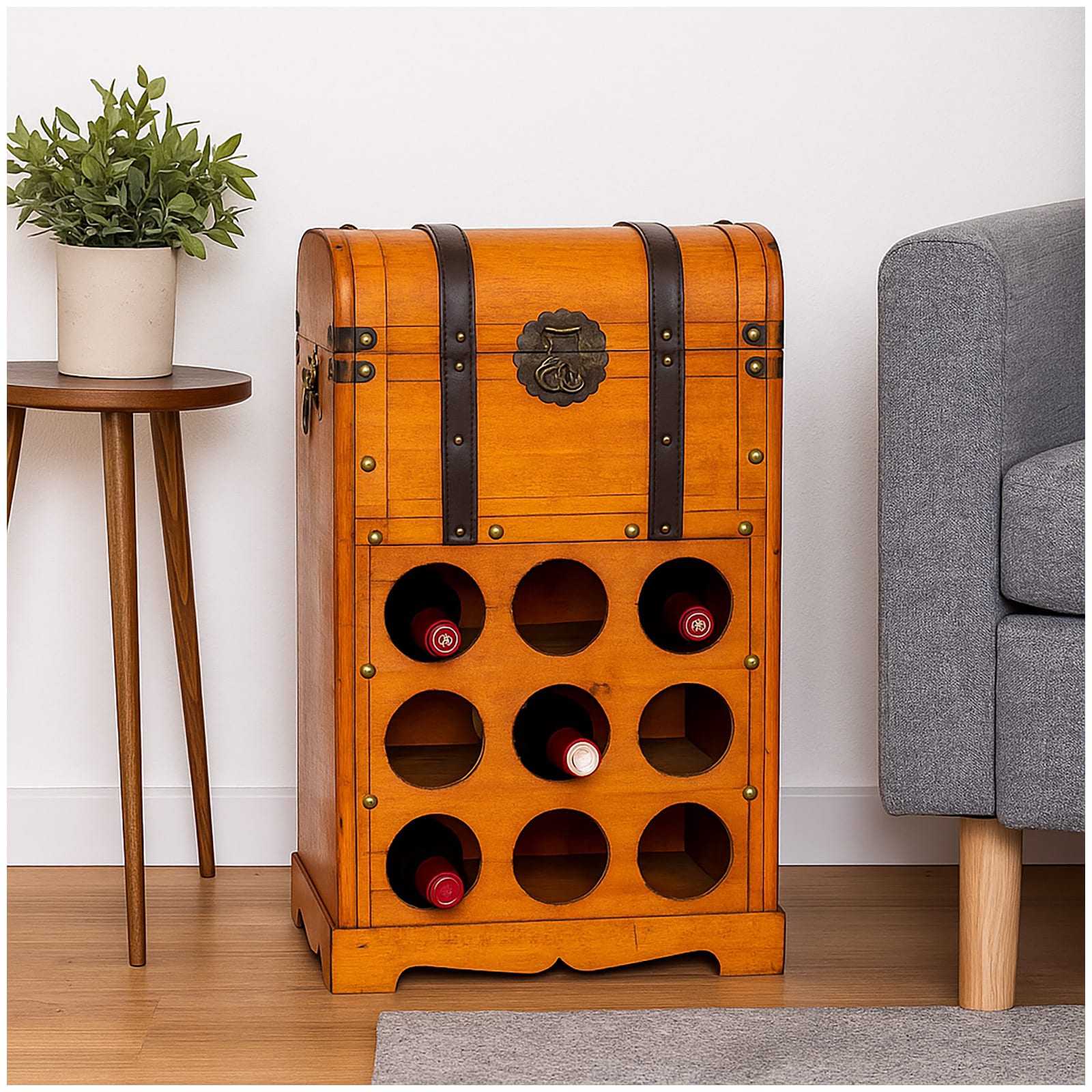 HTI-Living Weinbar rustikal f&uuml;r 9 Flaschen Alistair Rotbraun - Bild 1