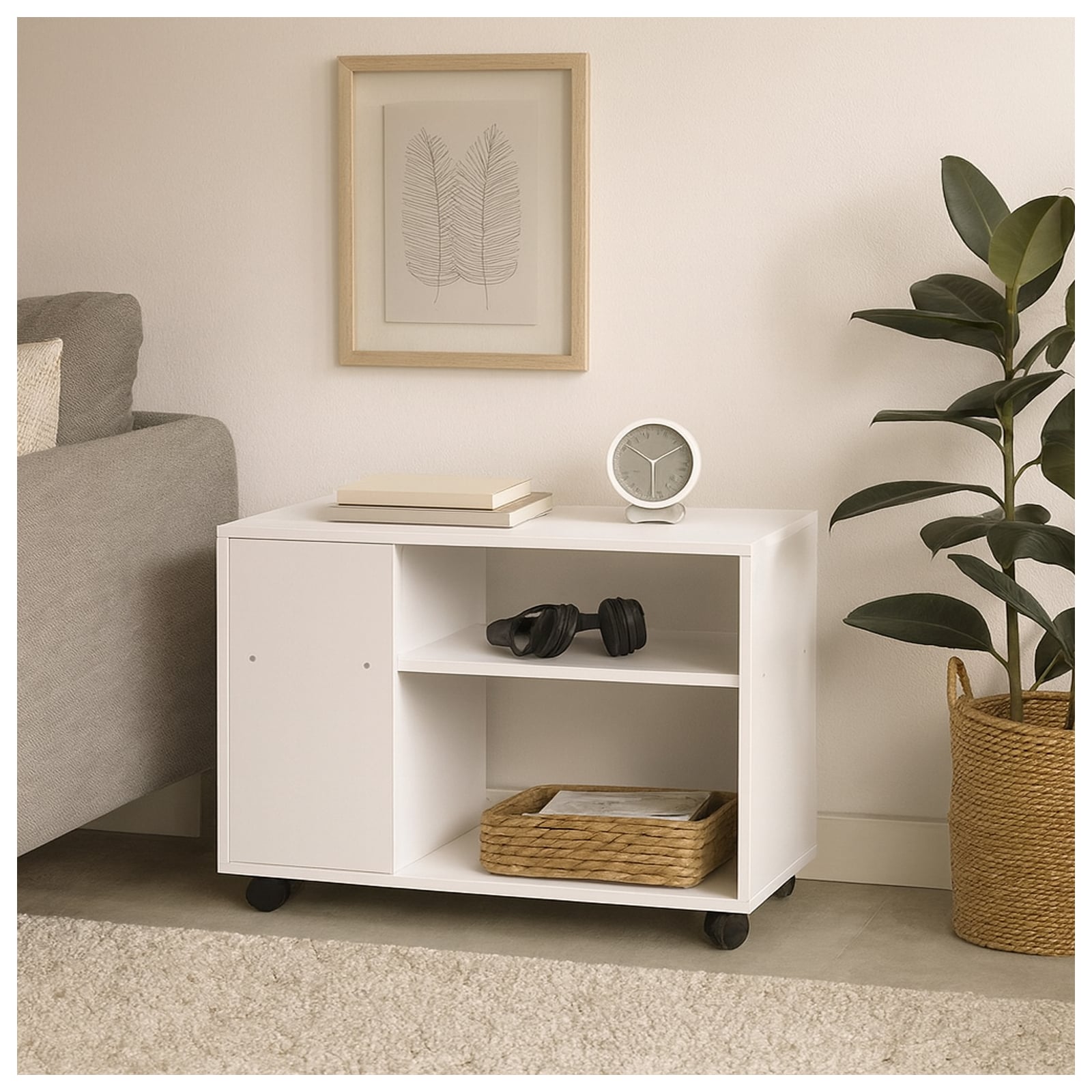 HTI-Living Beistelltisch auf Rollen Thekla Wei&szlig; - Bild 1