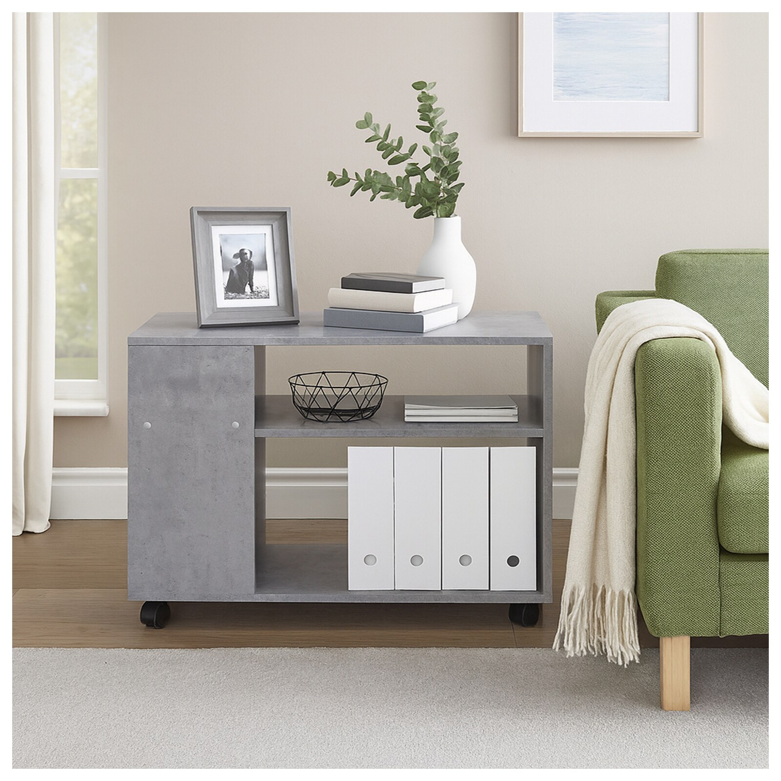 HTI-Living Beistelltisch auf Rollen Thekla Beton - Bild 1