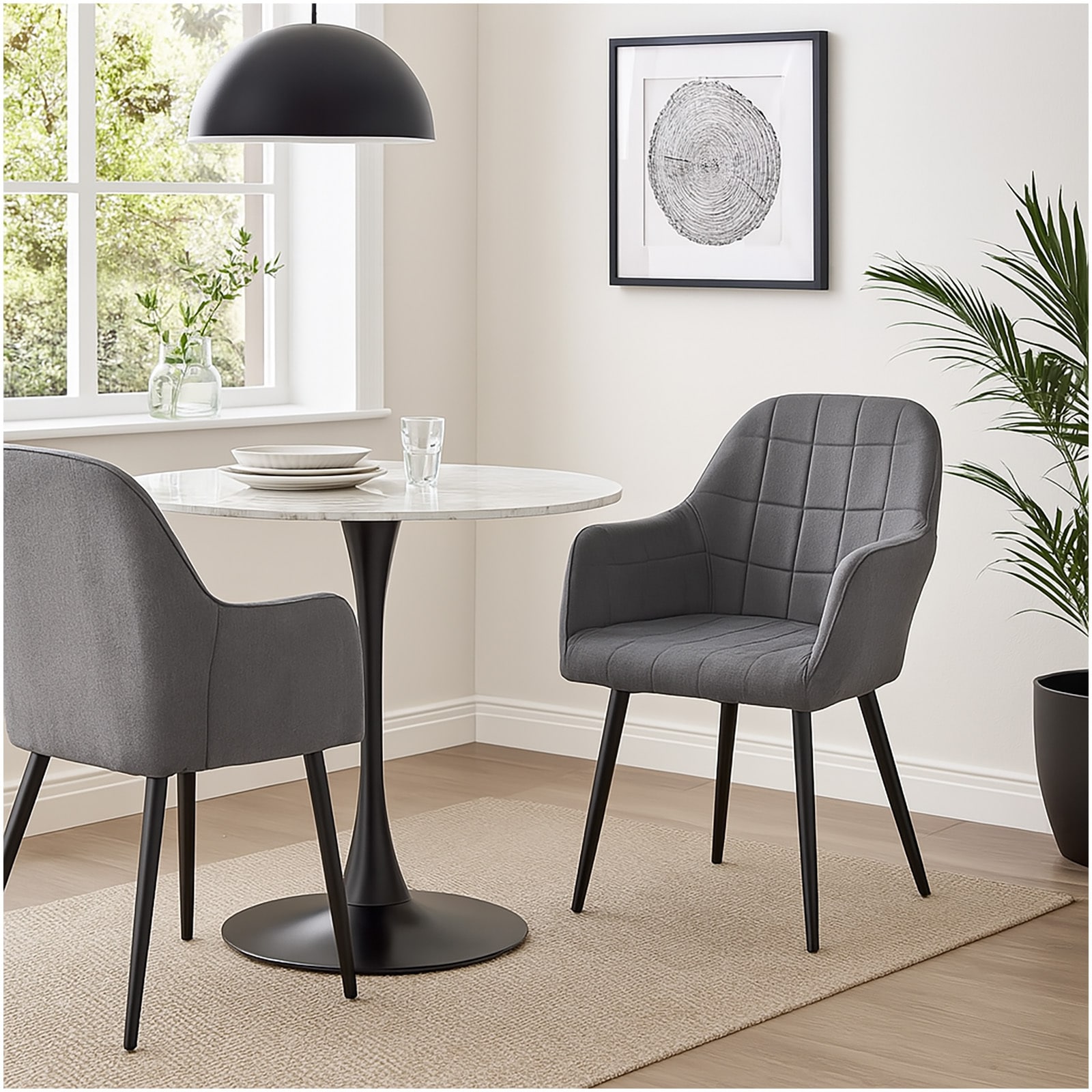 HTI-Living Armlehnenstuhl Retro 2er Set Albany Grau - Bild 1