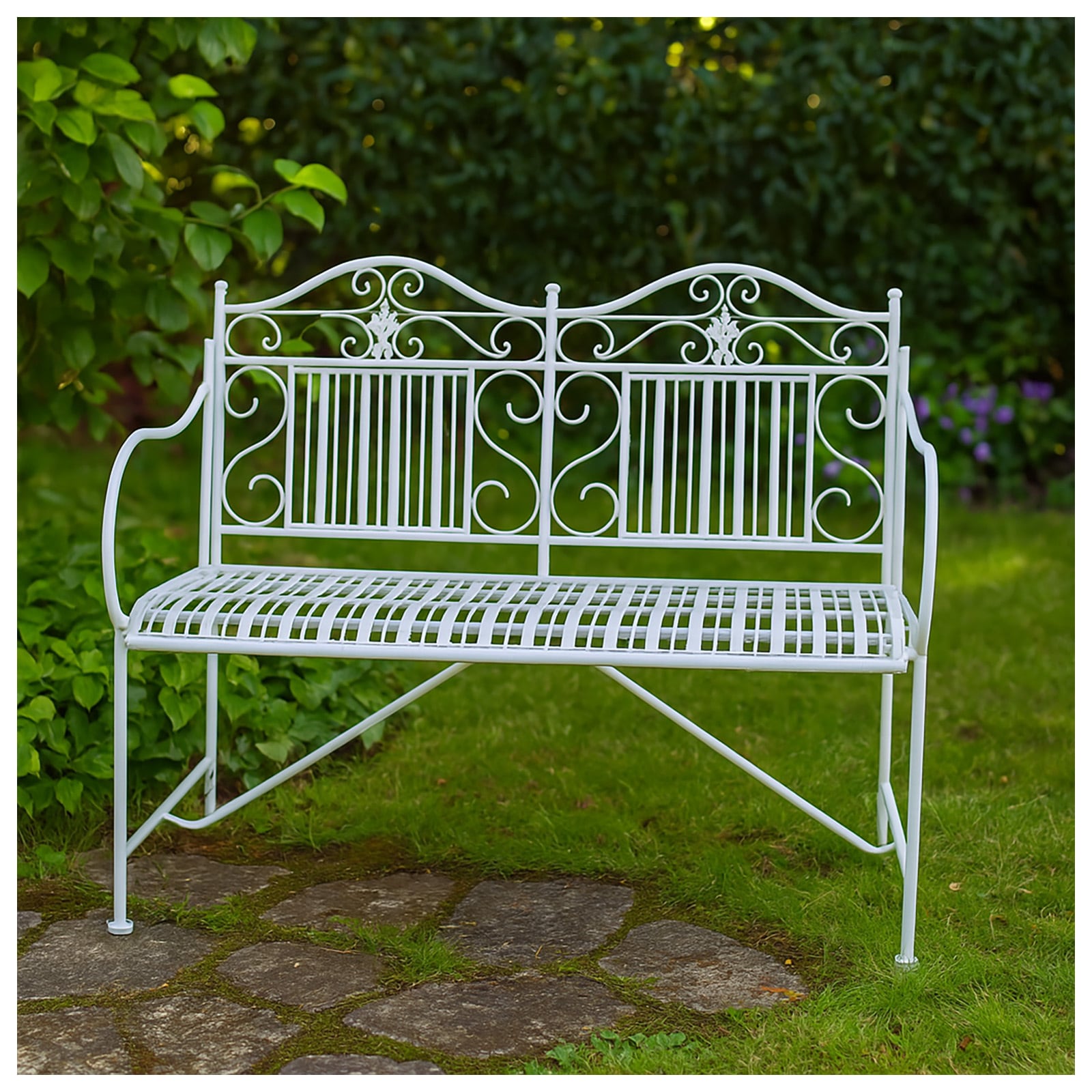 HTI-Living Gartenbank Creme Metallbank Celia - Bild 1