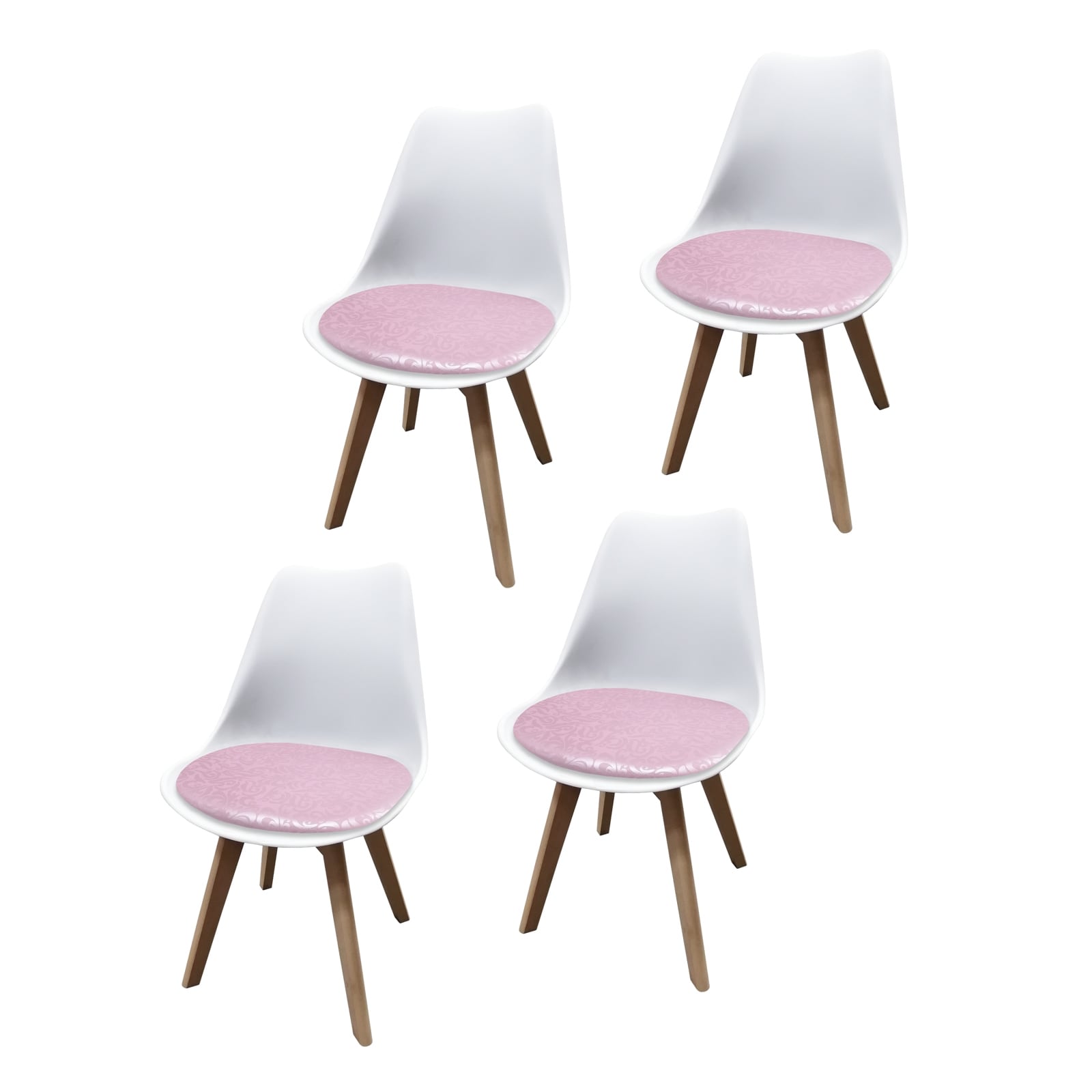 HTI-Living Esszimmerstuhl 4er Set Wei&szlig; mit Kunstledersitz Atlanta Rosa mit Ornament - Bild 1