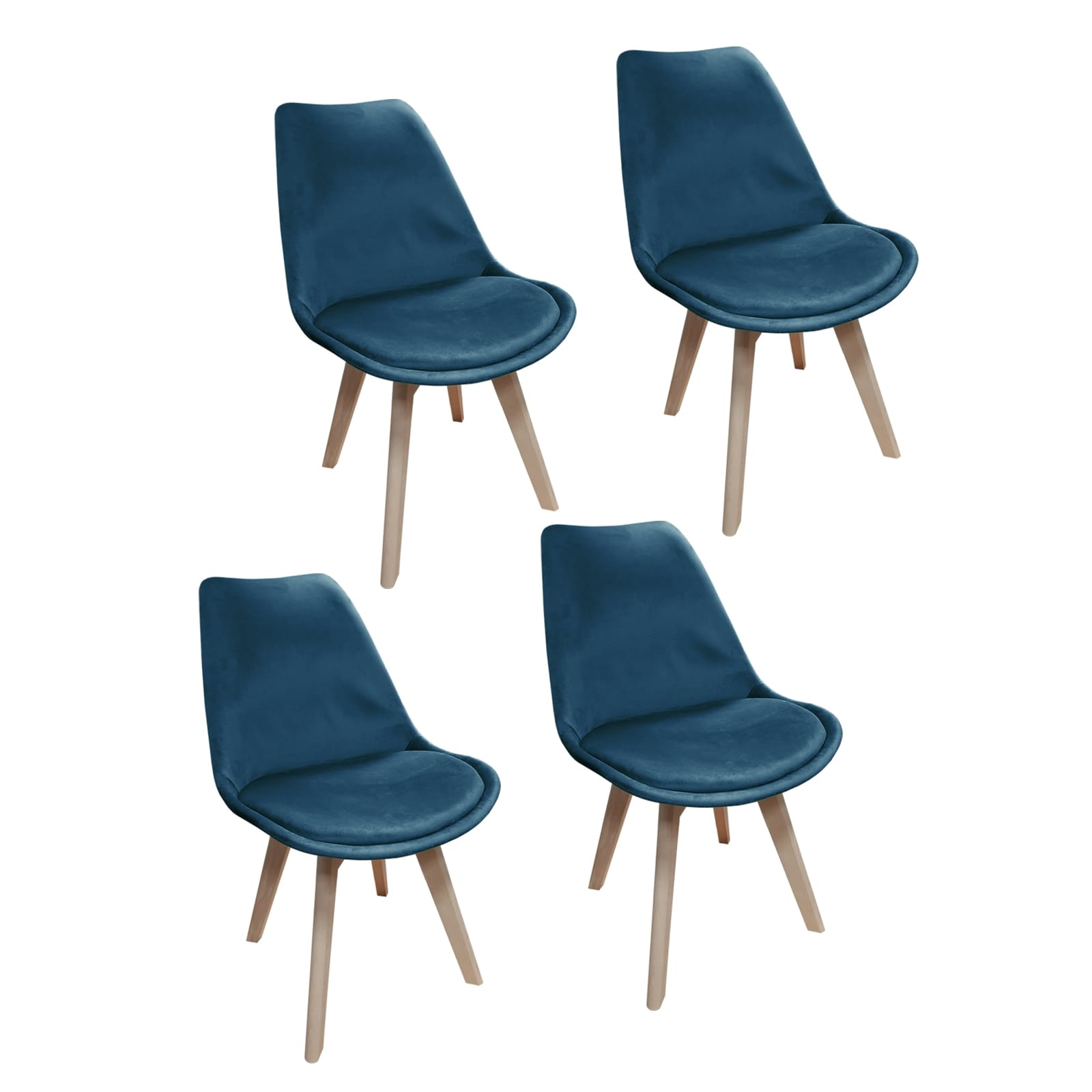 HTI-Living Esszimmerstuhl Samt 4er Set Atlanta Blau - Bild 1