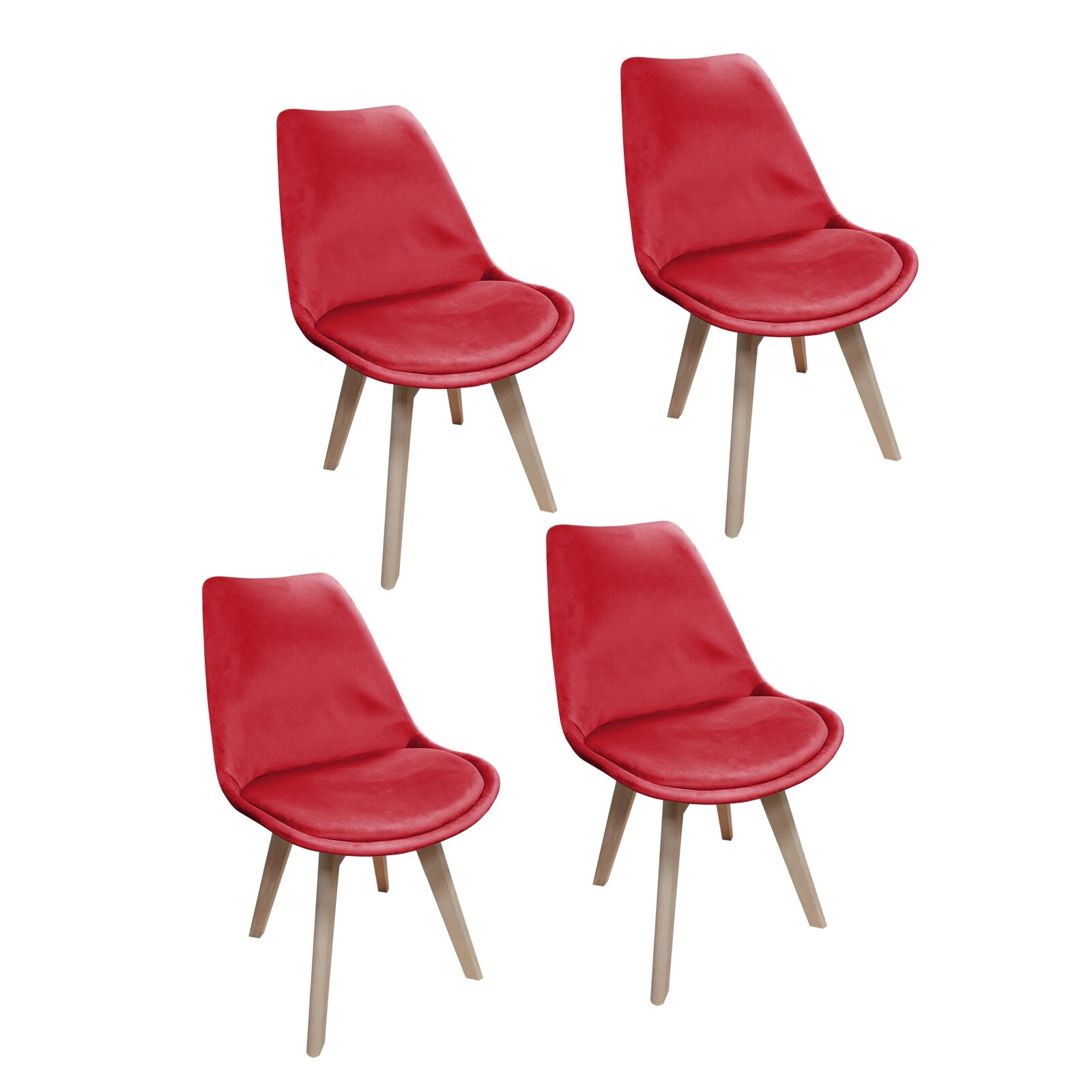 HTI-Living Esszimmerstuhl Samt 4er Set Atlanta Rot