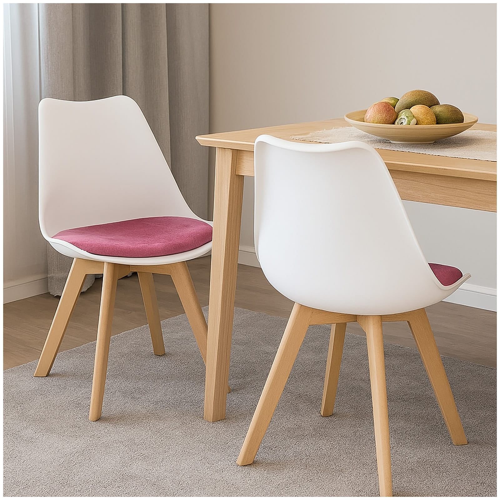 HTI-Living Esszimmerstuhl Samt 2er Set Atlanta Wei&szlig;/Pink - Bild 1