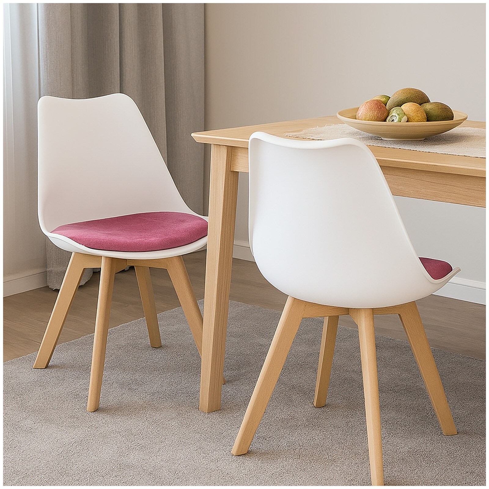 HTI-Living Esszimmerstuhl Samt 2er Set Atlanta Weiß/Pink