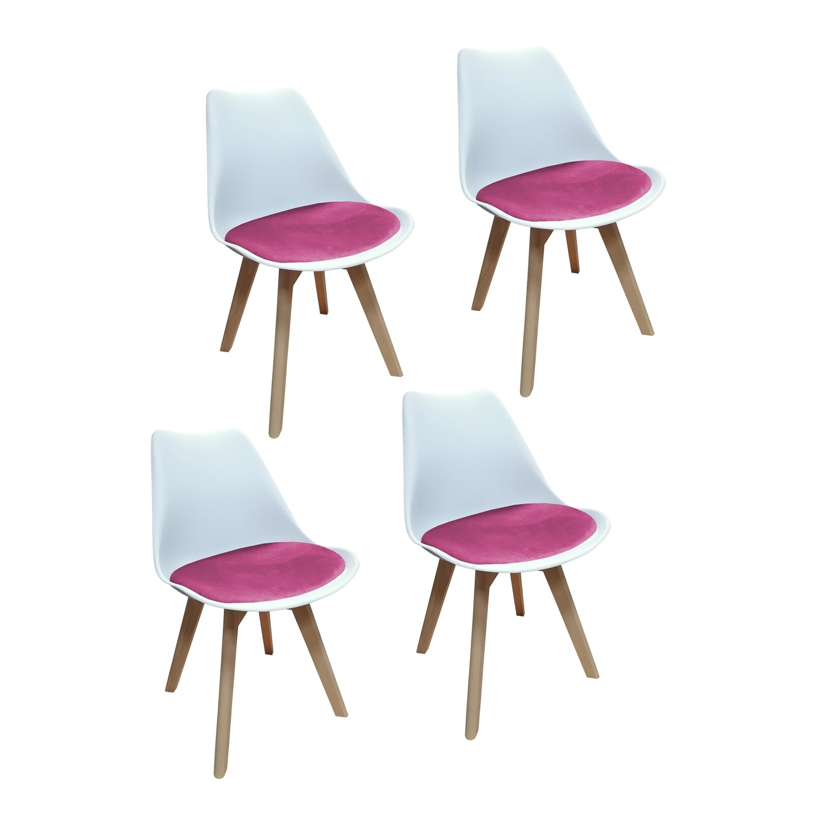 HTI-Living Esszimmerstuhl Samt 4er Set Atlanta Weiß/Pink