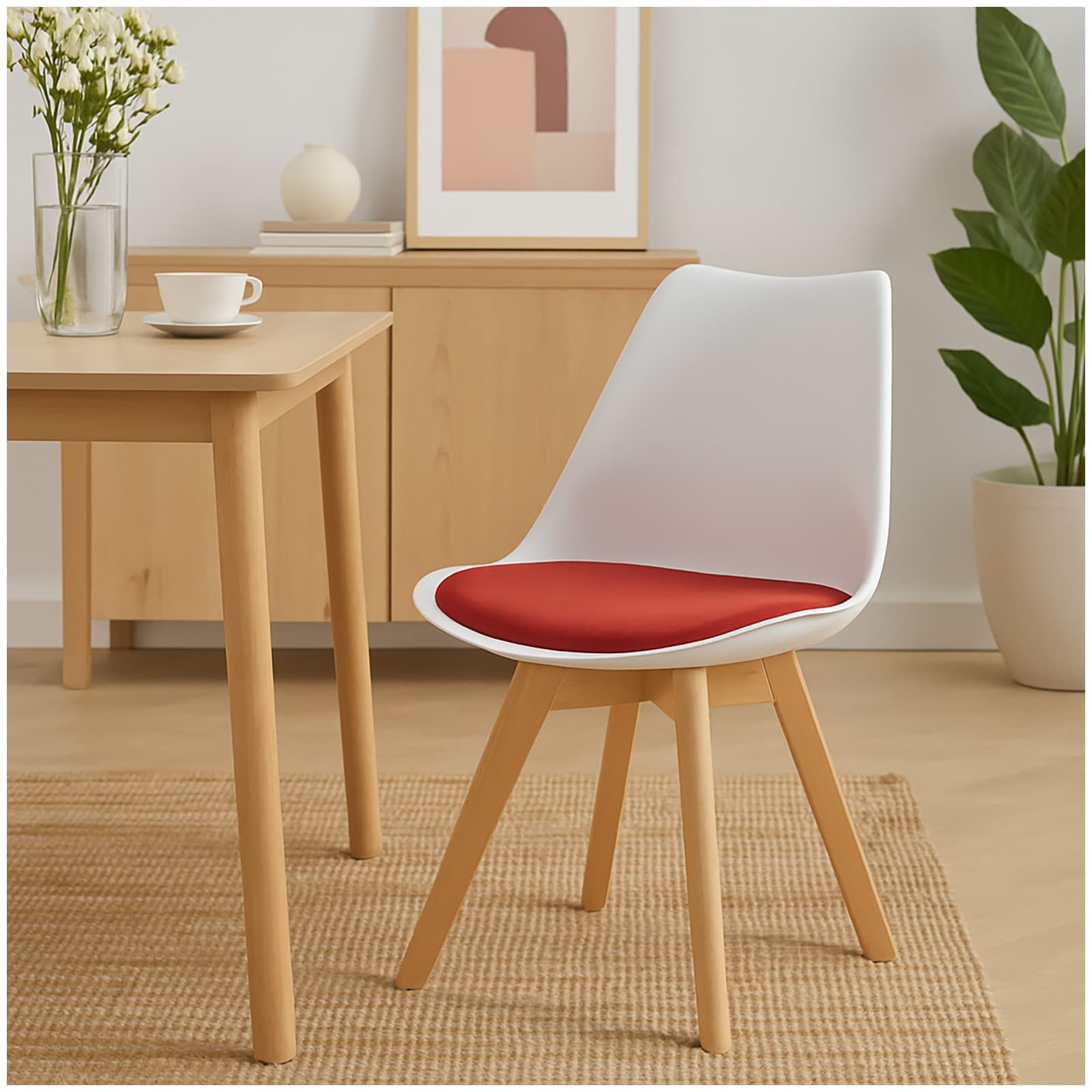 HTI-Living Esszimmerstuhl Samt Atlanta Wei&szlig;/Rot - Bild 1