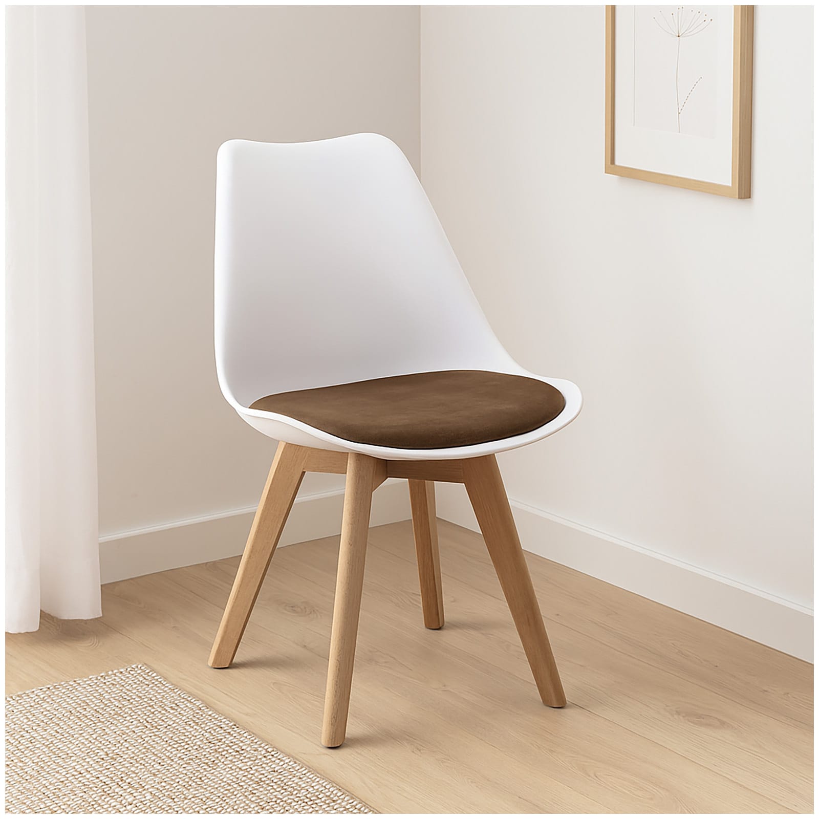 HTI-Living Esszimmerstuhl Samt Atlanta Wei&szlig;/Braun - Bild 1