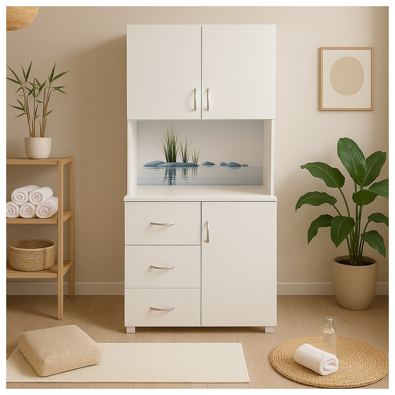 HTI-Living Schrank mit bedruckter Rückwand Steine