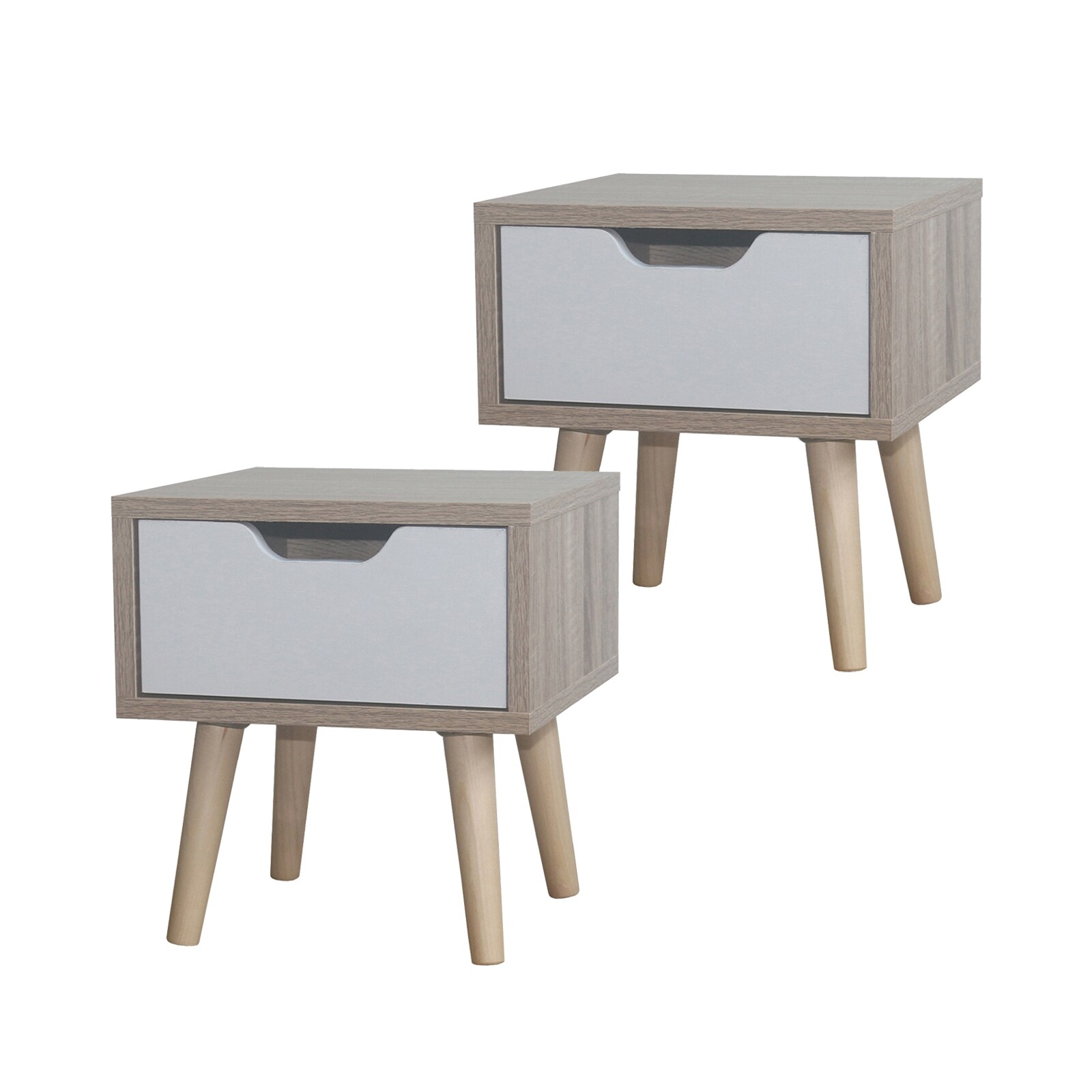 HTI-Living Nachttisch 1 Schublade 2er-Set Thekla Sonoma Wei&szlig; - Bild 1