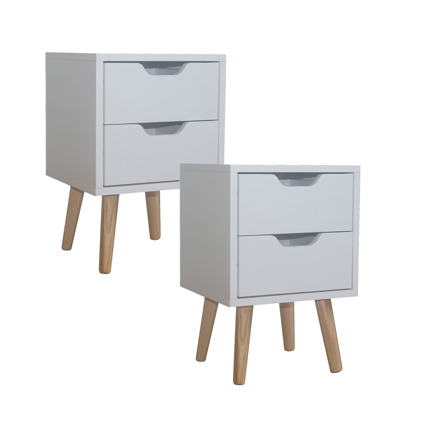HTI-Living Nachttisch 2 Schubladen 2er-Set Thekla Wei&szlig; - Bild 1