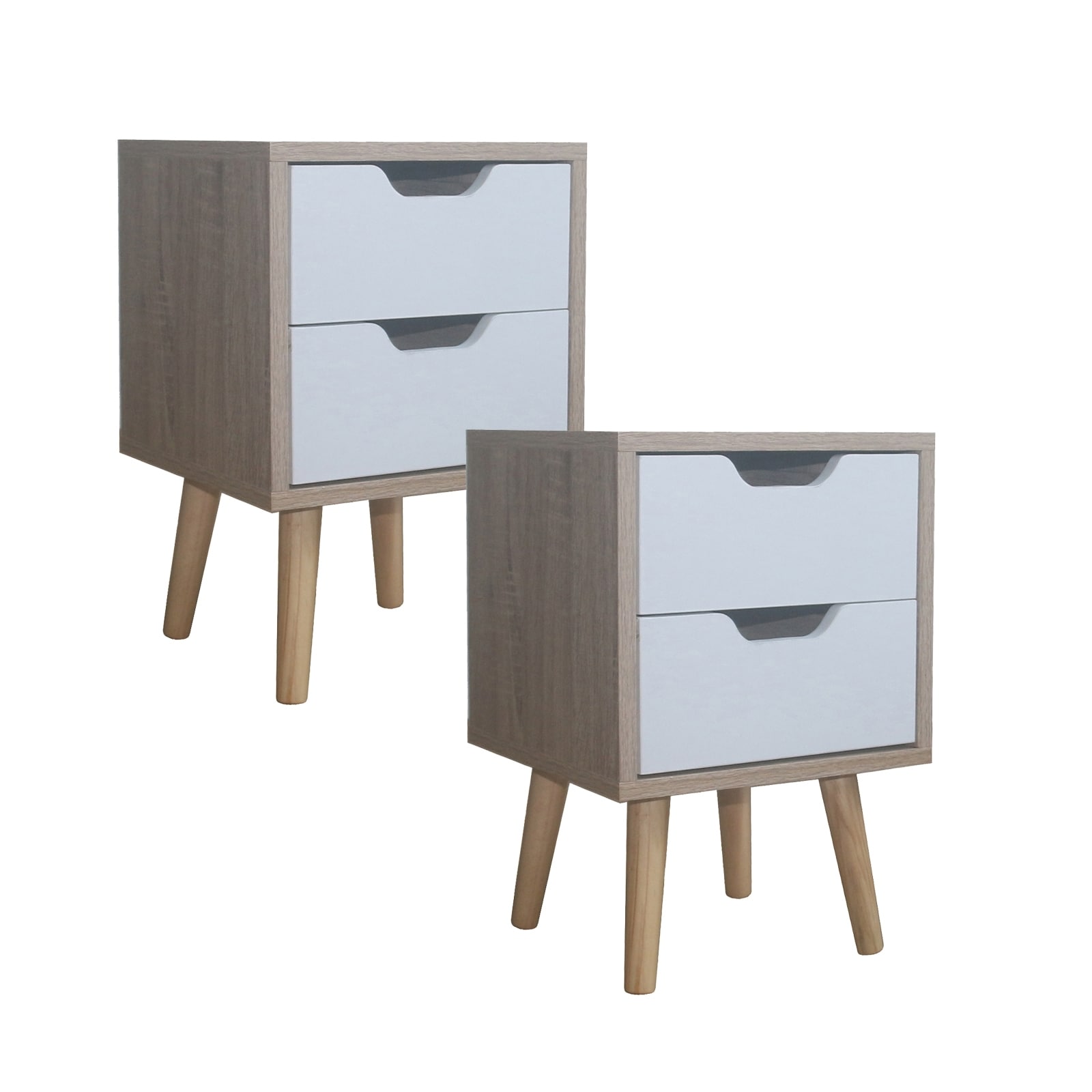 HTI-Living Nachttisch 2 Schubladen 2er-Set Thekla Sonoma Wei&szlig; - Bild 1