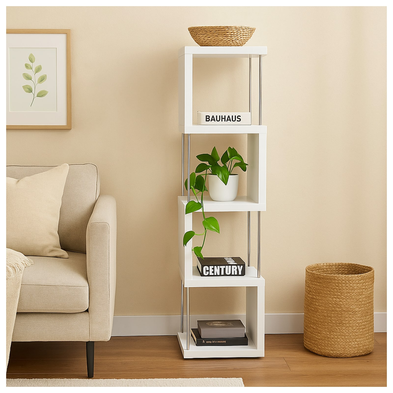 HTI-Living Standregal 4 F&auml;cher Thekla Wei&szlig; - Bild 1