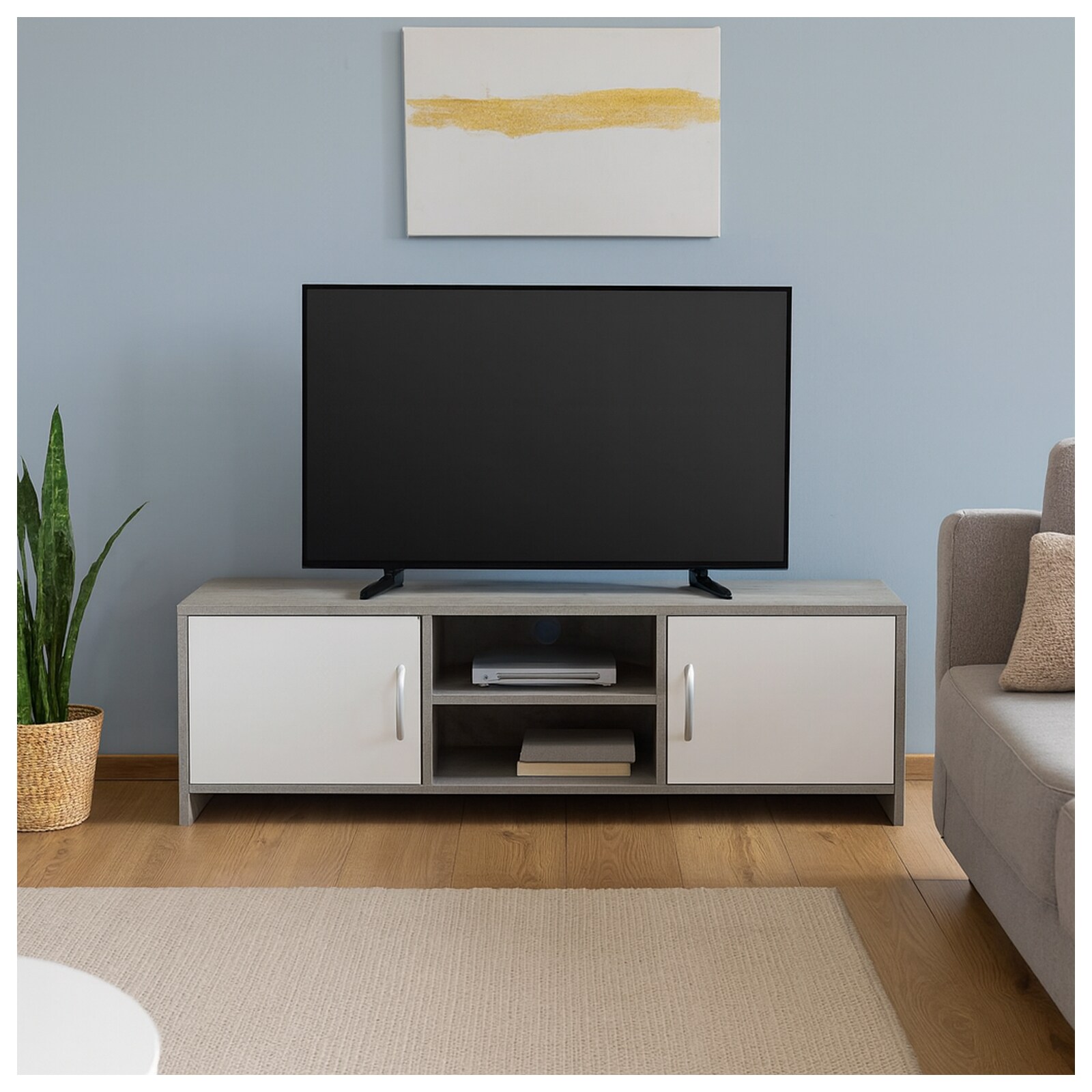 HTI-Living TV-Schrank Thekla Beton/Wei&szlig; - Bild 1