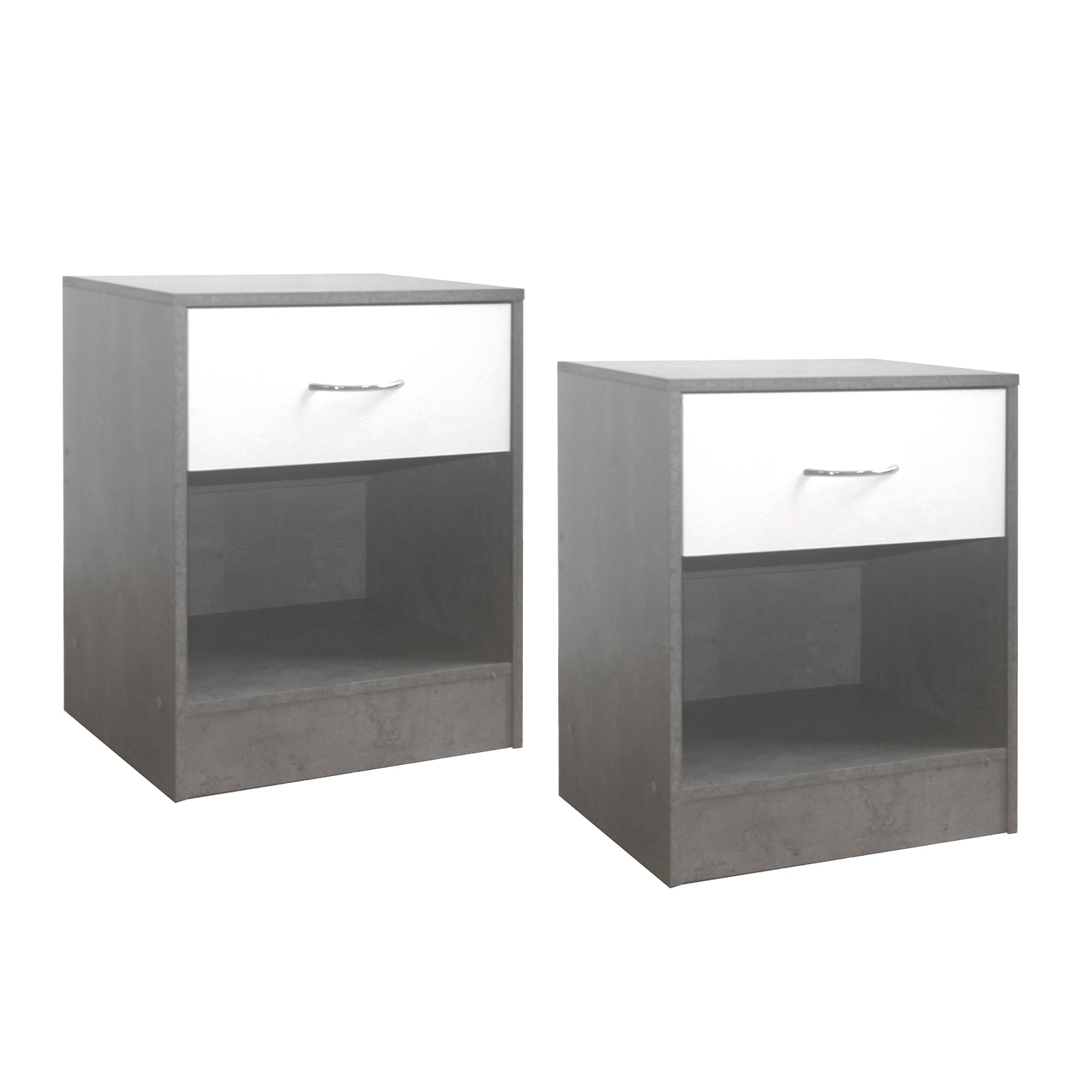 HTI-Living Nachtschrank 2er Set Thekla Beton/Wei&szlig; - Bild 1