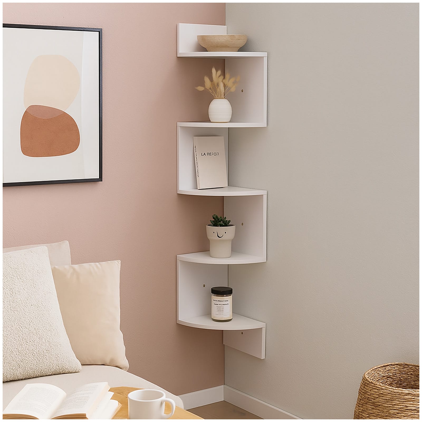 HTI-Living Eckregal mit 5 Ablagefl&auml;chern Thekla Wei&szlig; - Bild 1