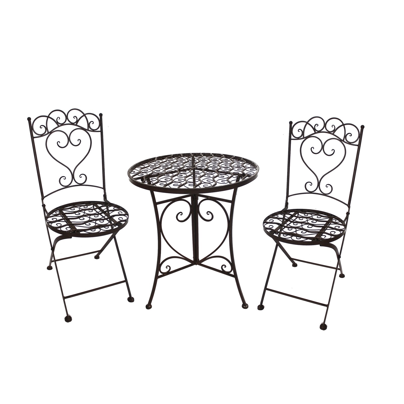 HTI-Living Gartentisch mit 2 Stühlen Curly Braun