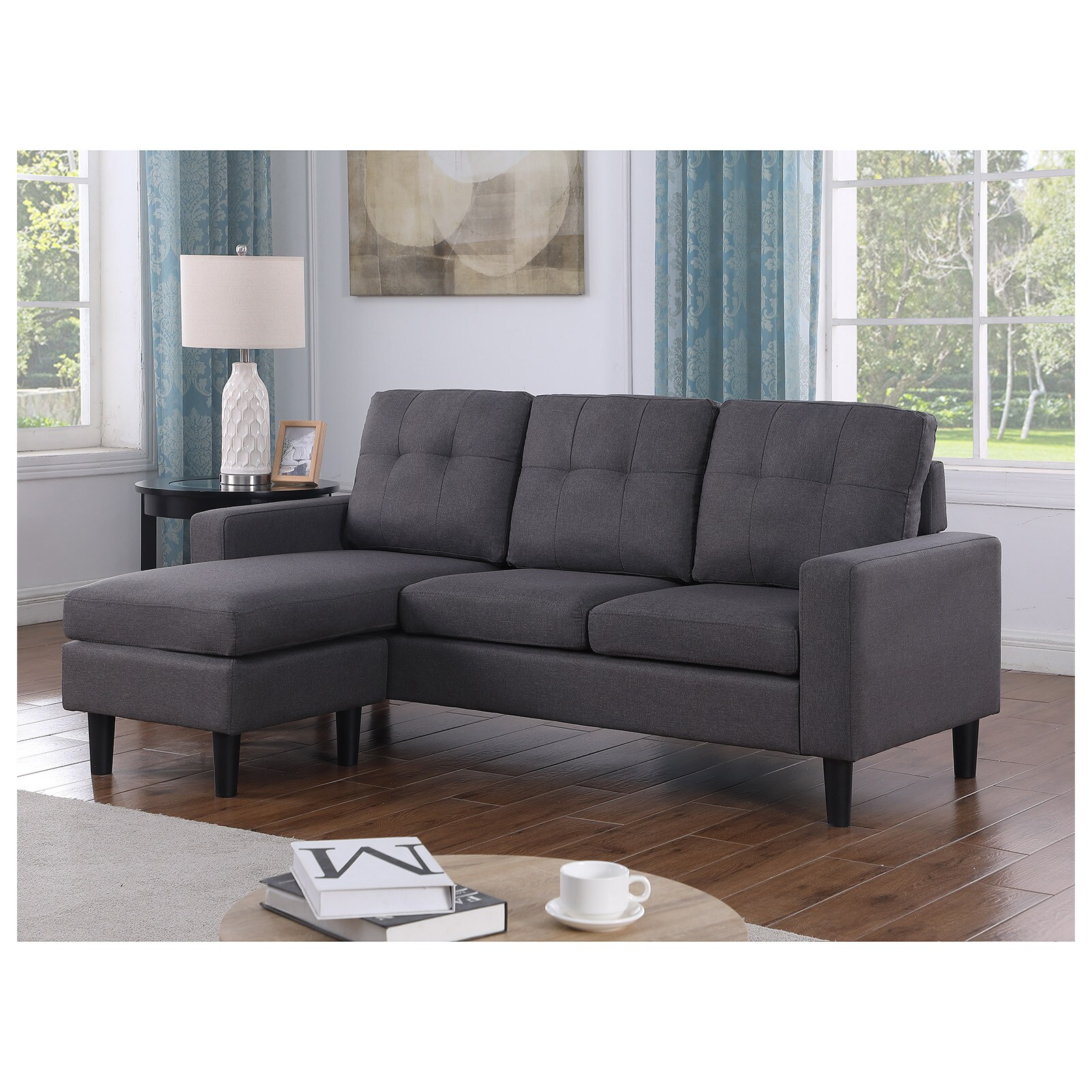 HTI-Living Polstercouch mit variabler Ottomane Reva Grau