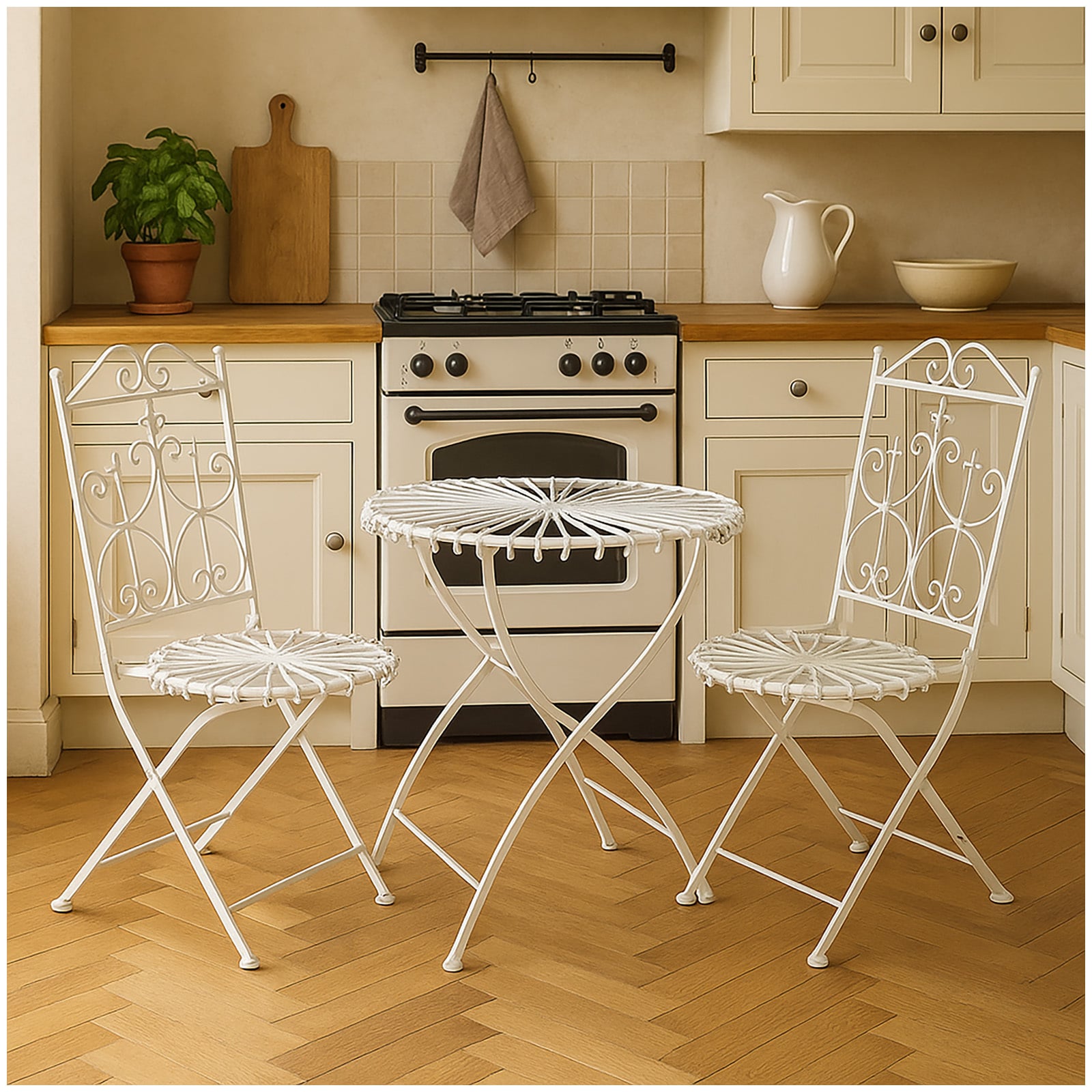 HTI-Living Essgruppe 3-teilig Wei&szlig; Romantic Garden - Bild 1