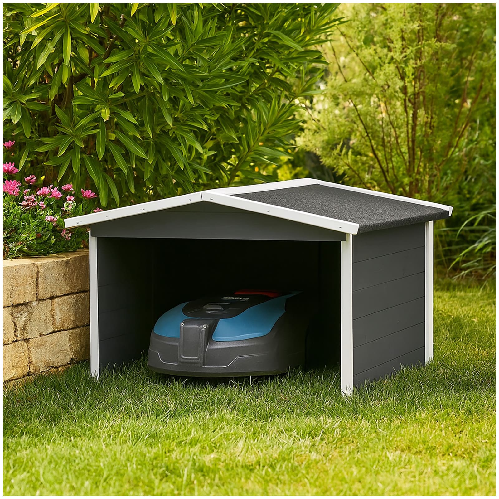 HTI-Living Garage f&uuml;r M&auml;hroboter Robustes Holzhaus mit Wetterschutz - Bild 1
