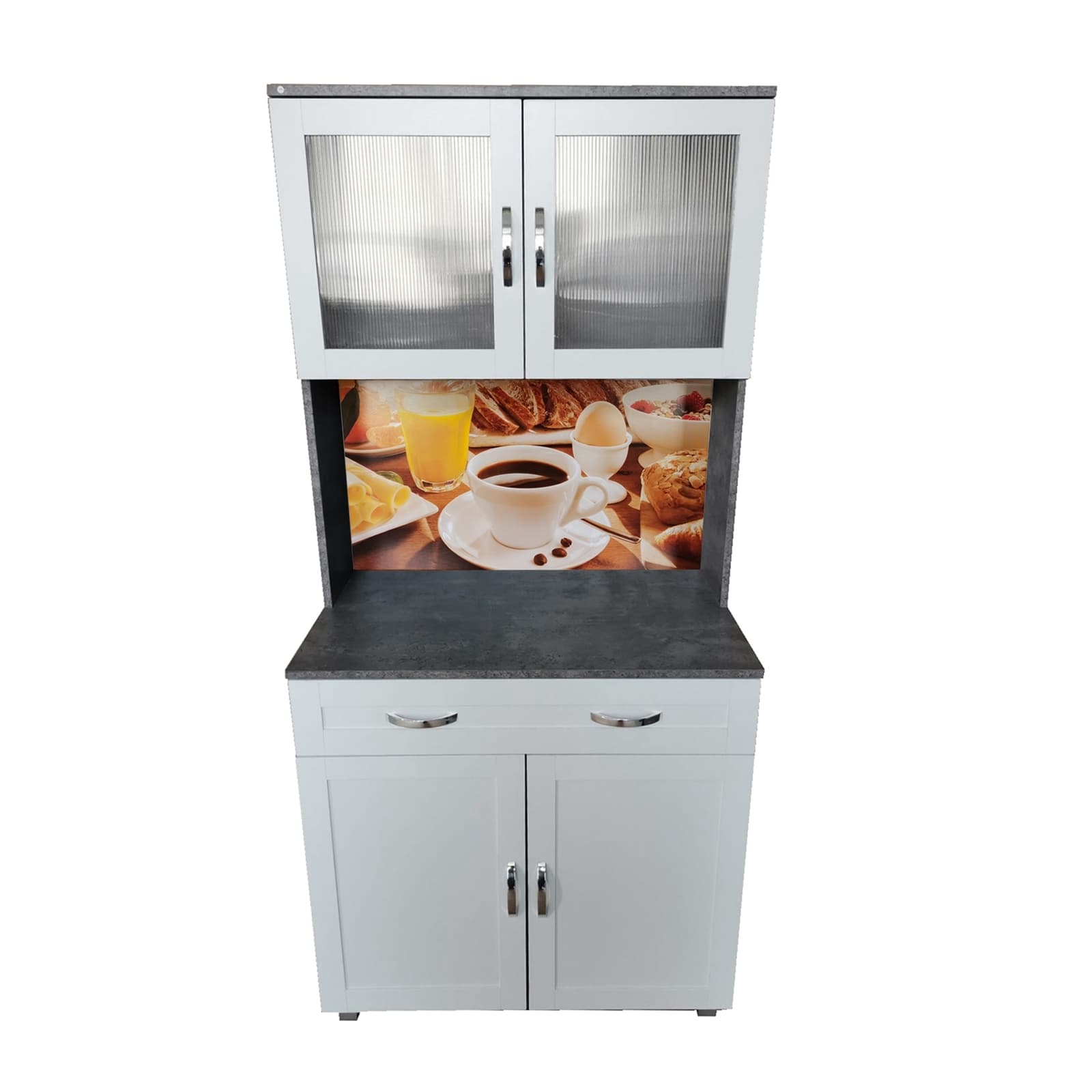 HTI-Living K&uuml;chenbuffet mit Glasteil Wei&szlig;/Beton Blanca Bistro - Bild 1