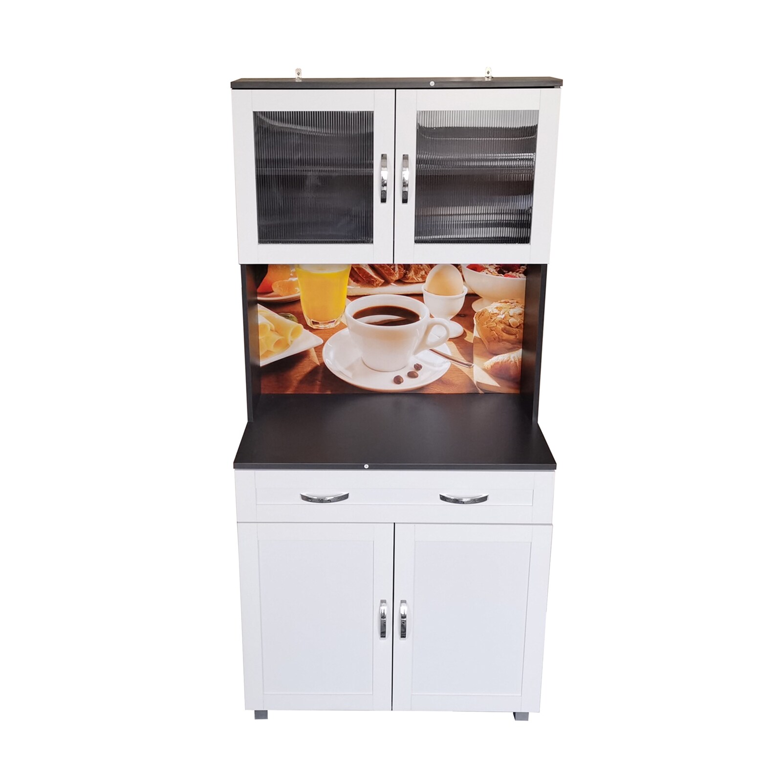 HTI-Living Küchenbuffet mit Glasteil Grau/Weiß Blanca Bistro