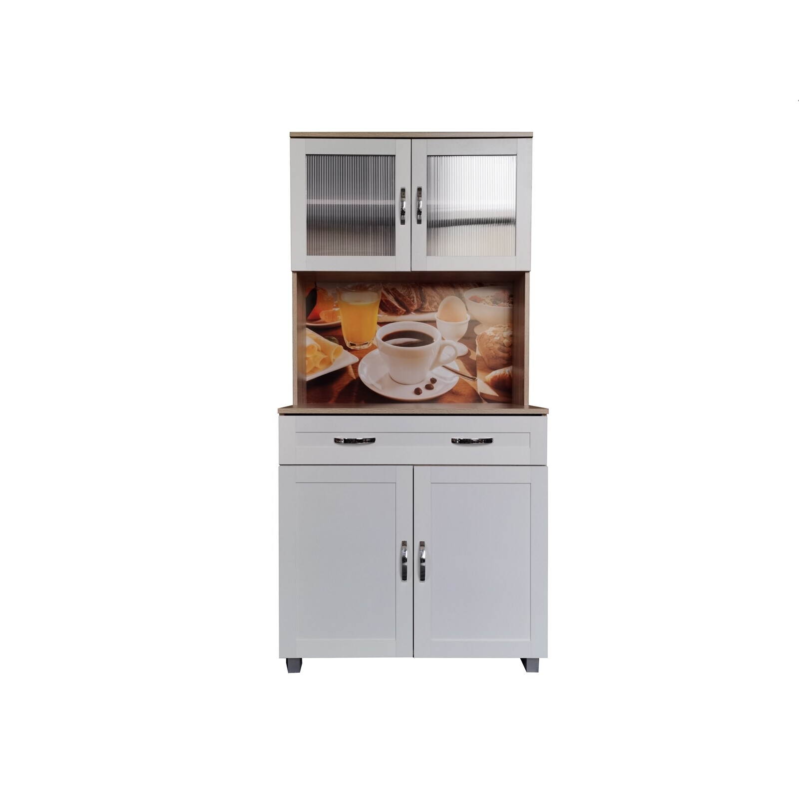 HTI-Living K&uuml;chenbuffet mit Glasteil Sonoma/Wei&szlig; Blanca Bistro - Bild 1