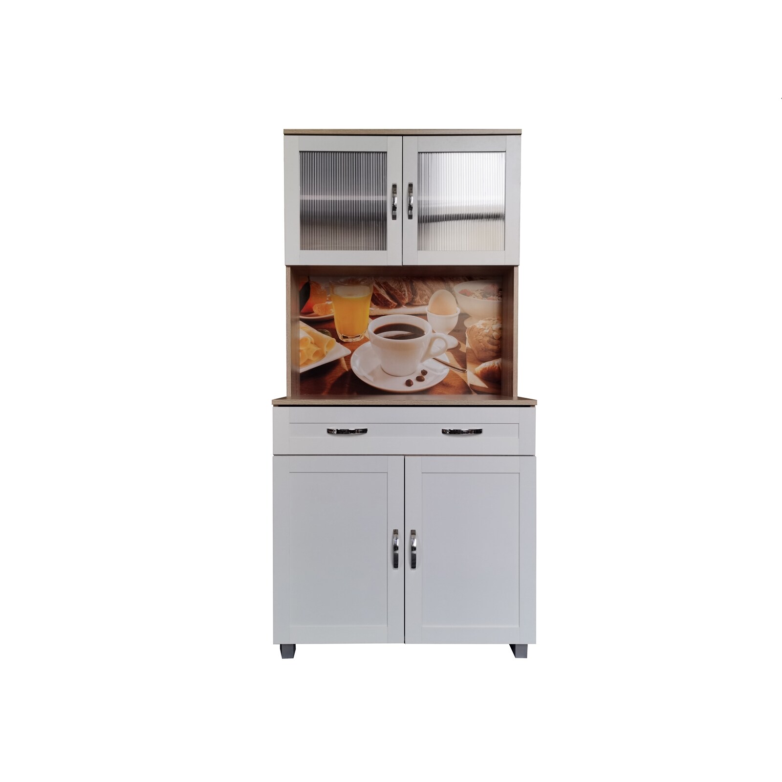 HTI-Living Küchenbuffet mit Glasteil Sonoma/Weiß Blanca Bistro