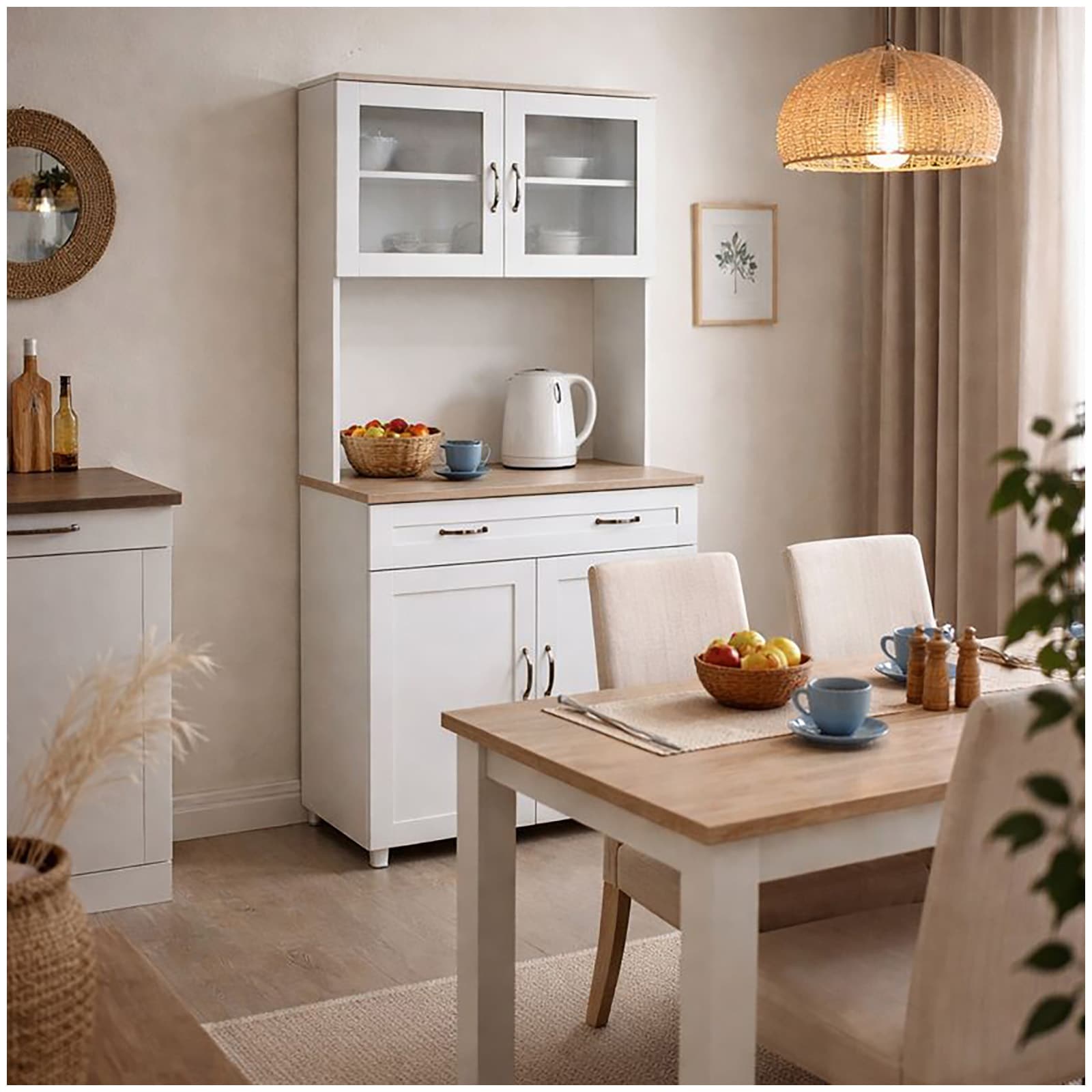 HTI-Living K&uuml;chenbuffet mit Glasteil Wei&szlig; Blanca - Bild 1