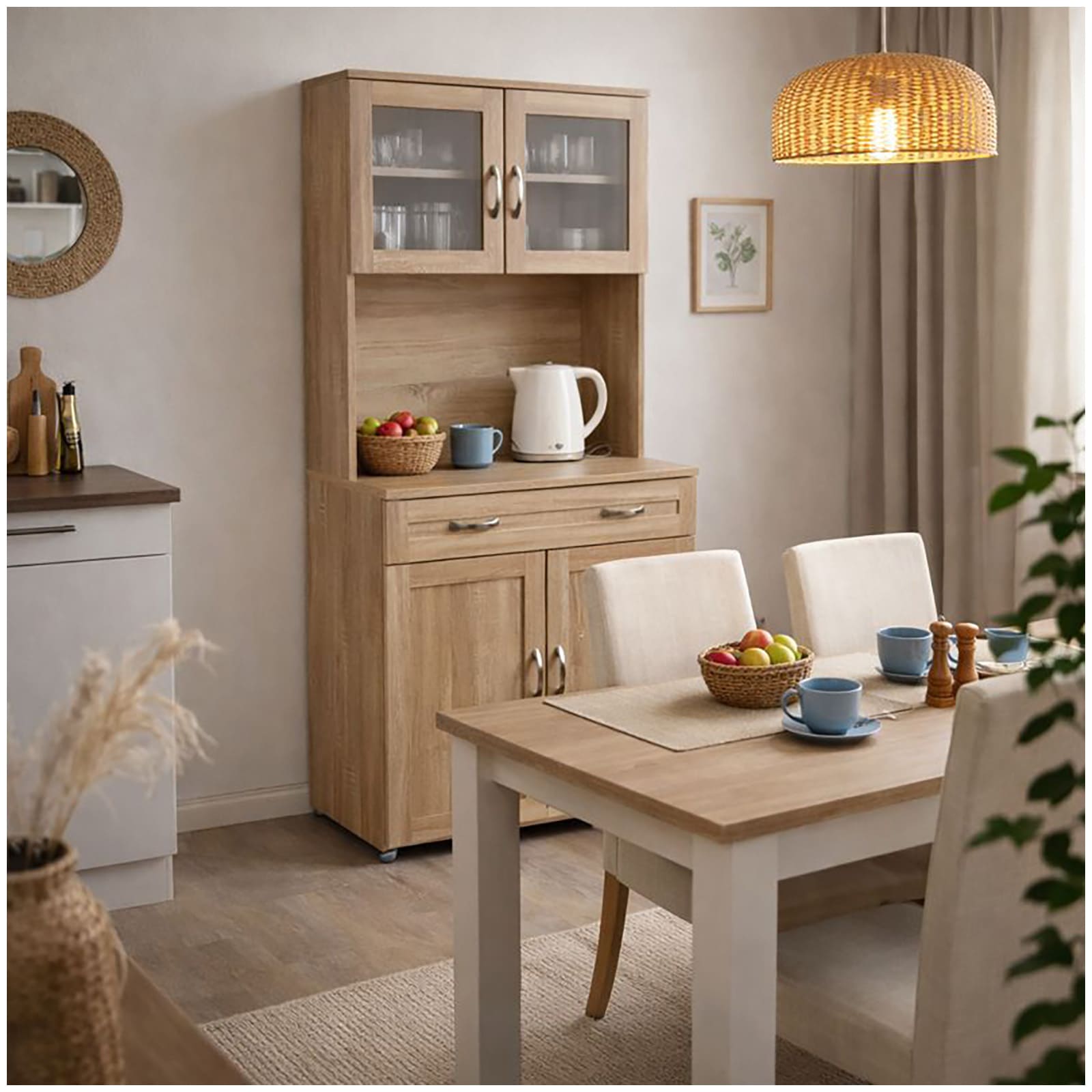 HTI-Living K&uuml;chenbuffet mit Glasteil Sonoma Blanca - Bild 1
