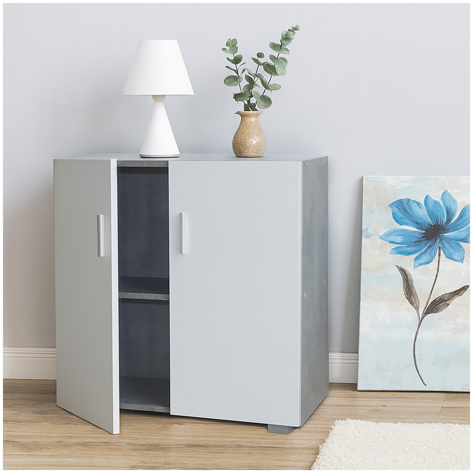 HTI-Living Sideboard 2 Fächer Thekla Beton-Weiß