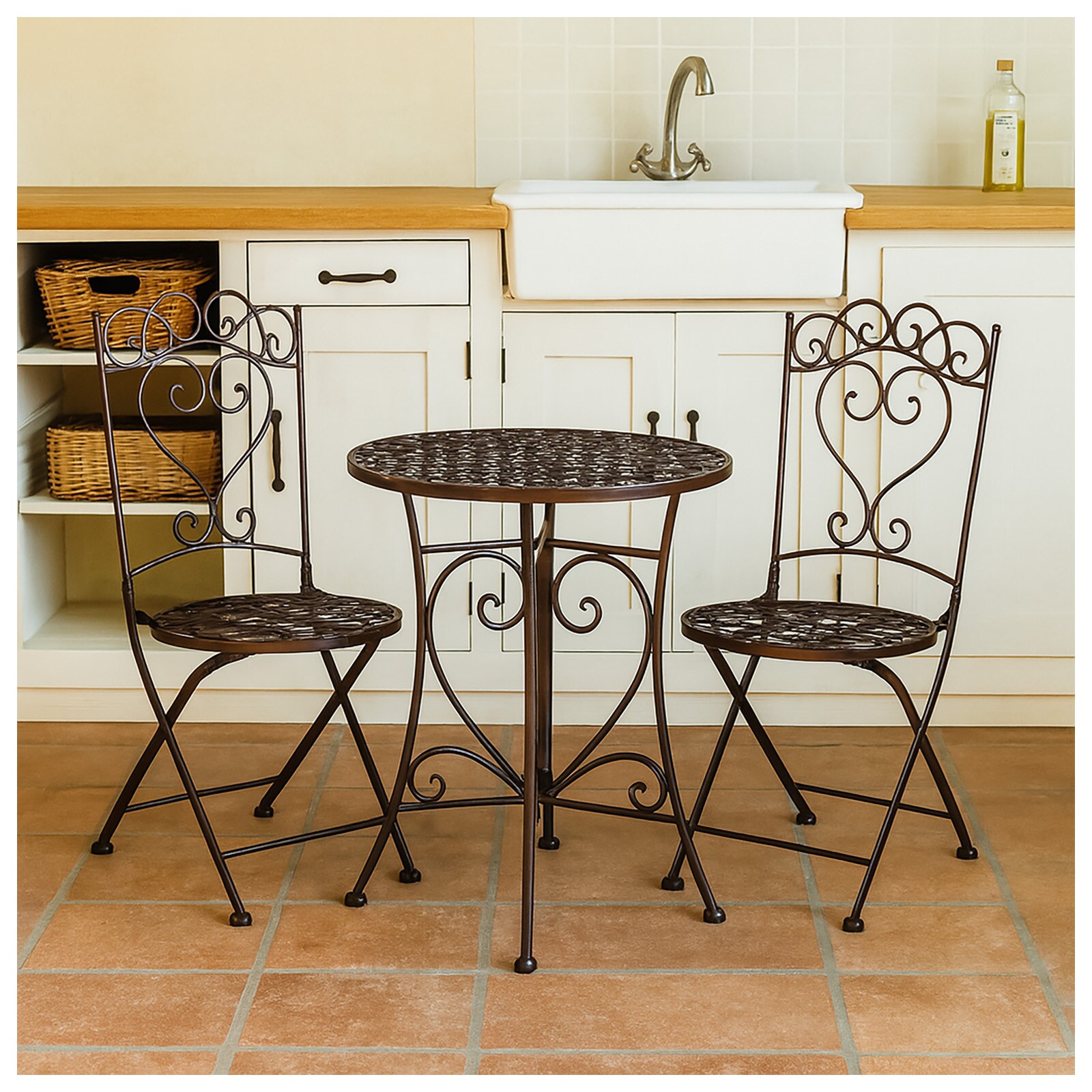 HTI-Living Essgruppe 3-teilig Curly Braun