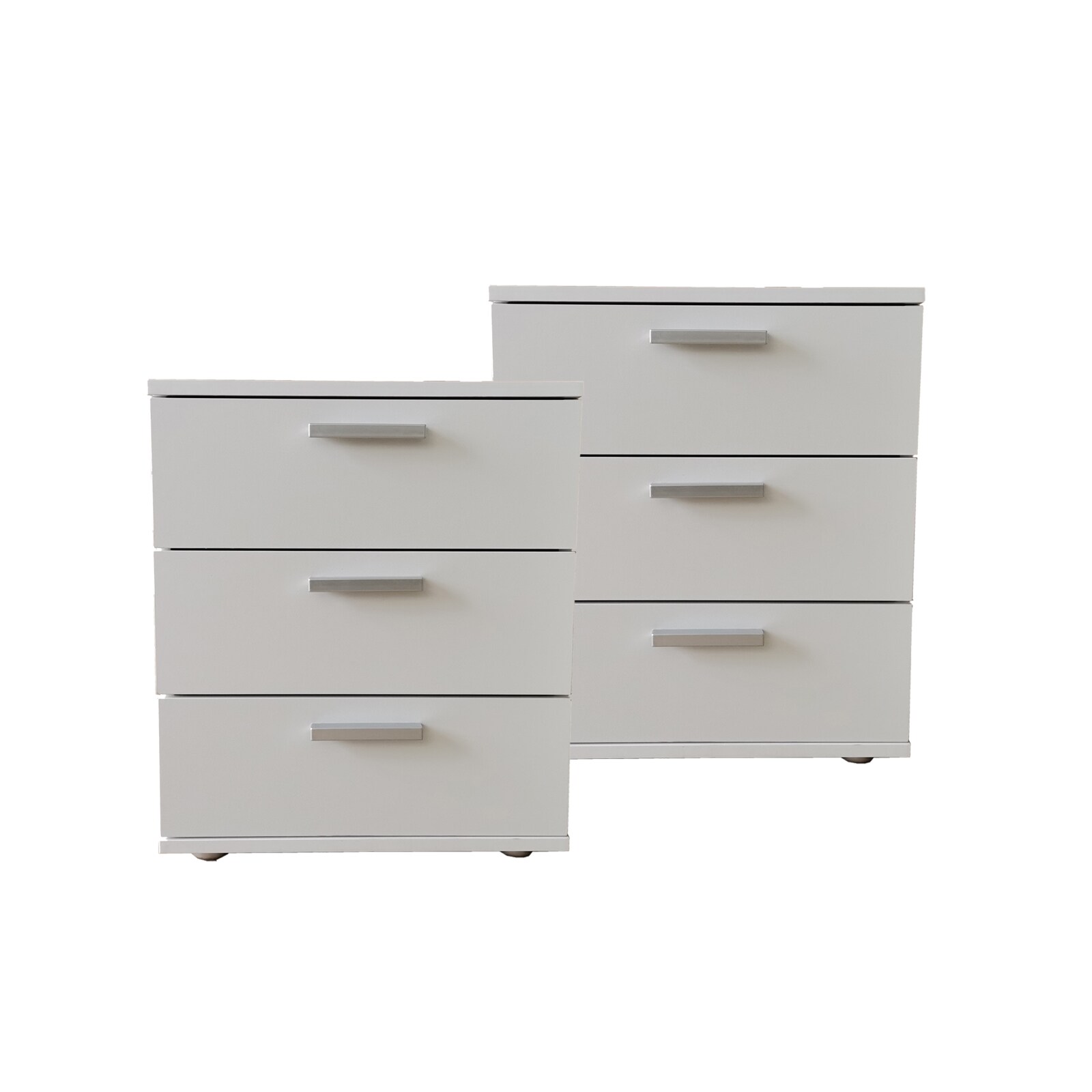 HTI-Living Nachtkommode 3 Schubladen Nina Weiß 2er-Set