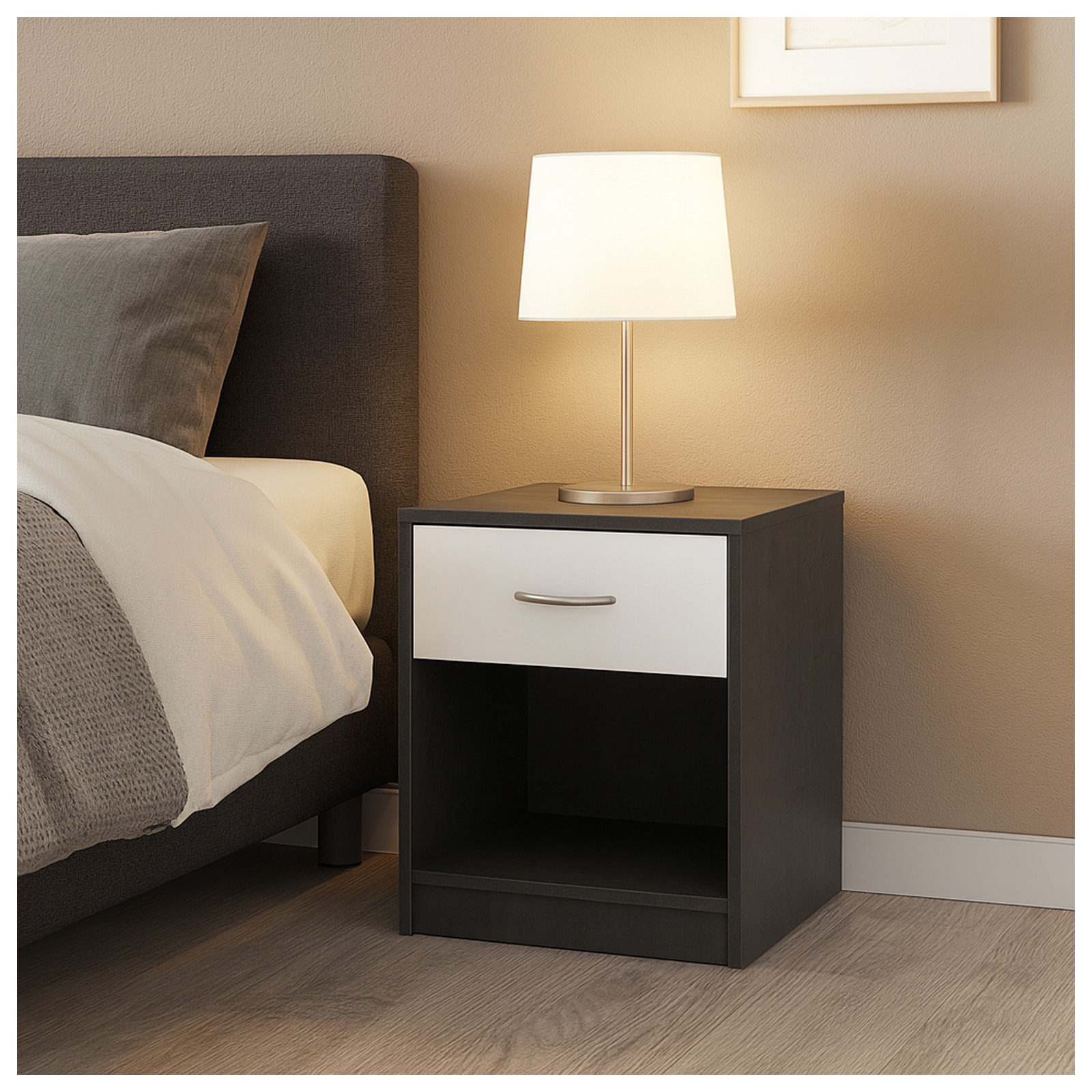 HTI-Living Nachtschrank mit 1 Schublade Nina Beton Wei&szlig; - Bild 1