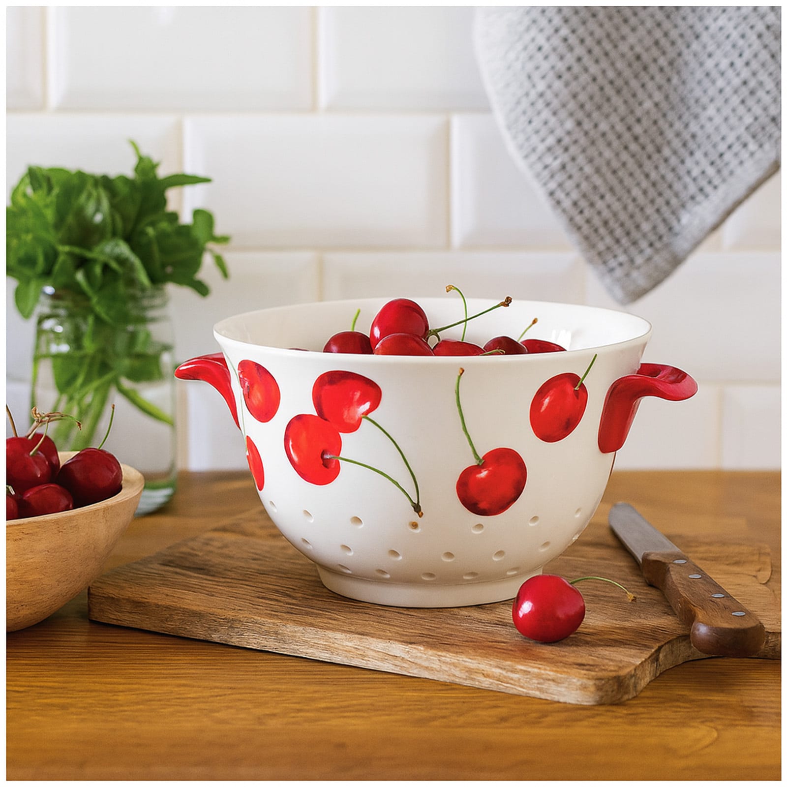 neuetischkultur Keramik K&uuml;chensieb mit Griffen stilvolles Sieb f&uuml;r Obst, Gem&uuml;se und Pasta - Bild 1