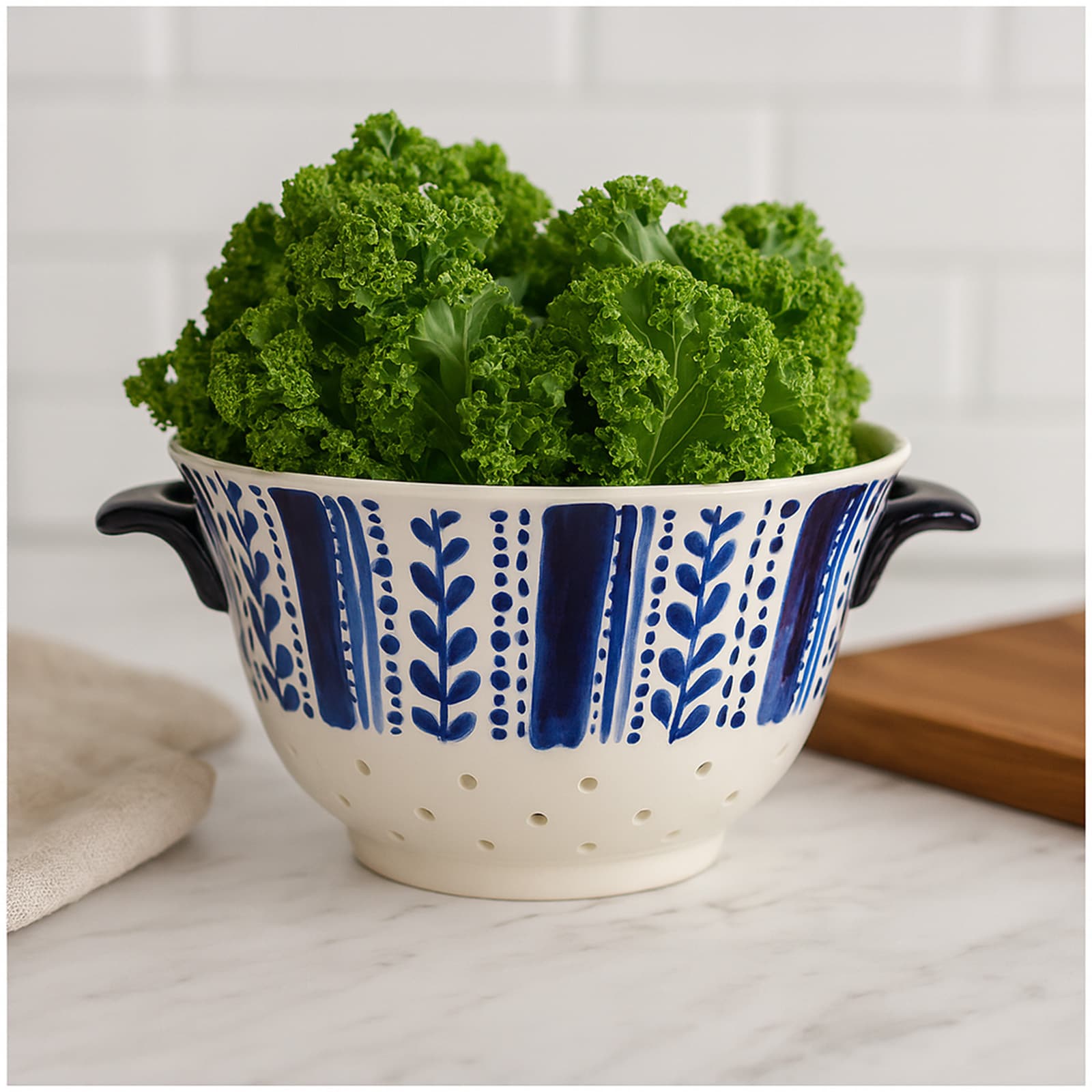 neuetischkultur Keramik K&uuml;chensieb mit Griffen stilvolles Sieb f&uuml;r Obst, Gem&uuml;se und Pasta - Bild 1