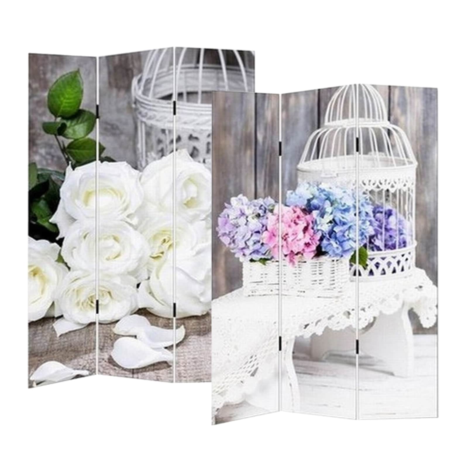 HTI-Living Paravent Rosen/Hortensie - Bild 1