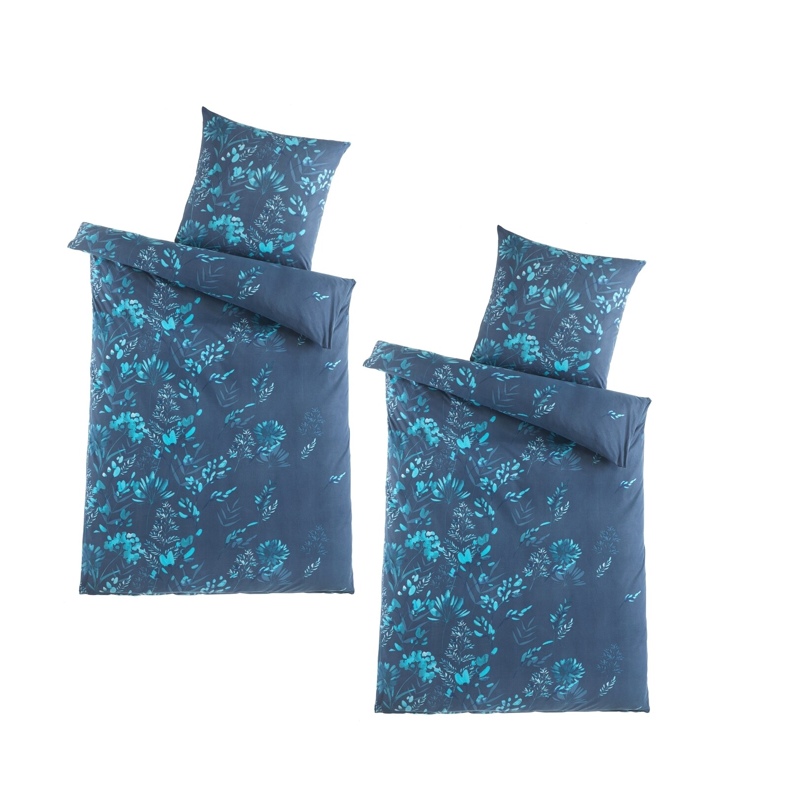 HTI-Living Mikrofaser Flausch Bettw&auml;sche 2 Sets Petrol/Blau - Bild 1