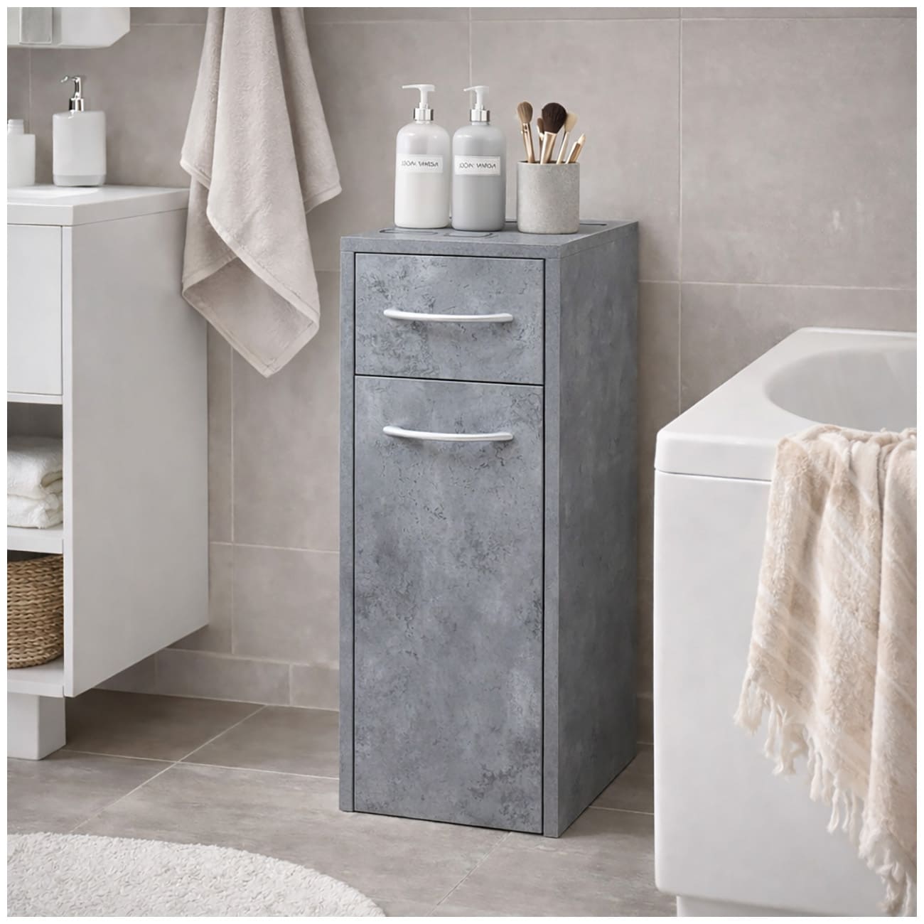 HTI-Living Mehrzweckschrank schmal Thekla Beton - Bild 1